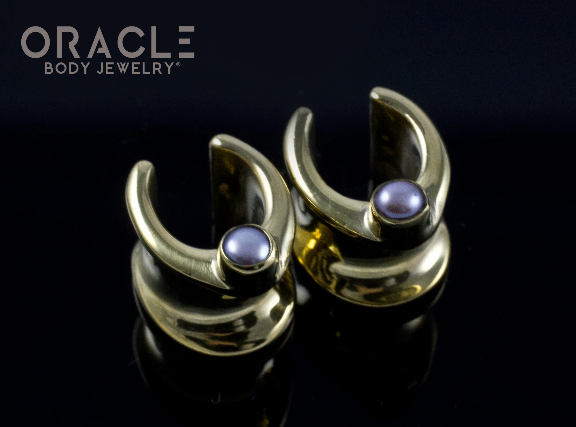 00g (9.5mm) Brass Saddles with Pearls - Image 2