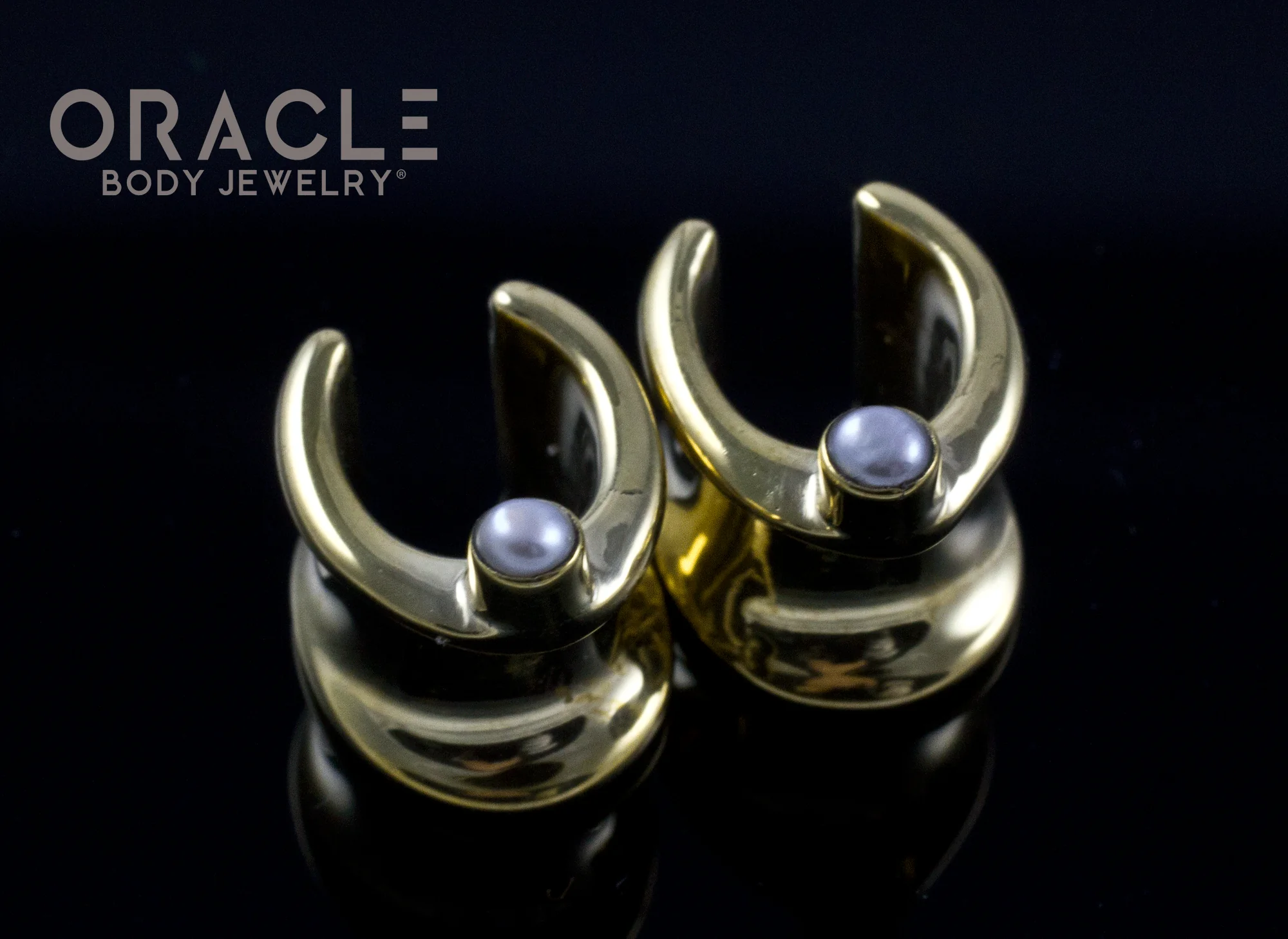 00g (9.5mm) Brass Saddles with Pearls - Image 2
