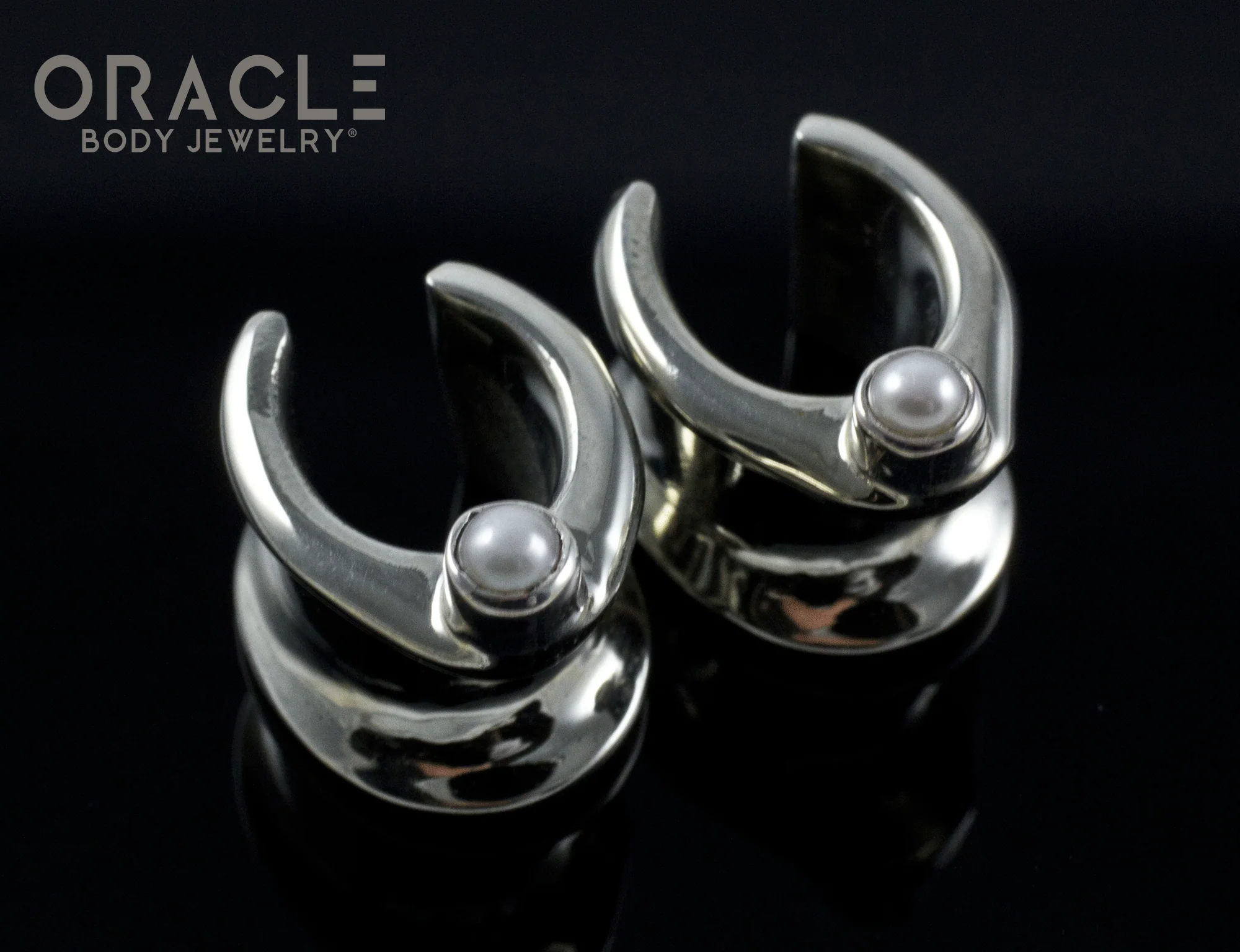 00g (9.5mm) White Brass Saddles with Pearls - Image 2