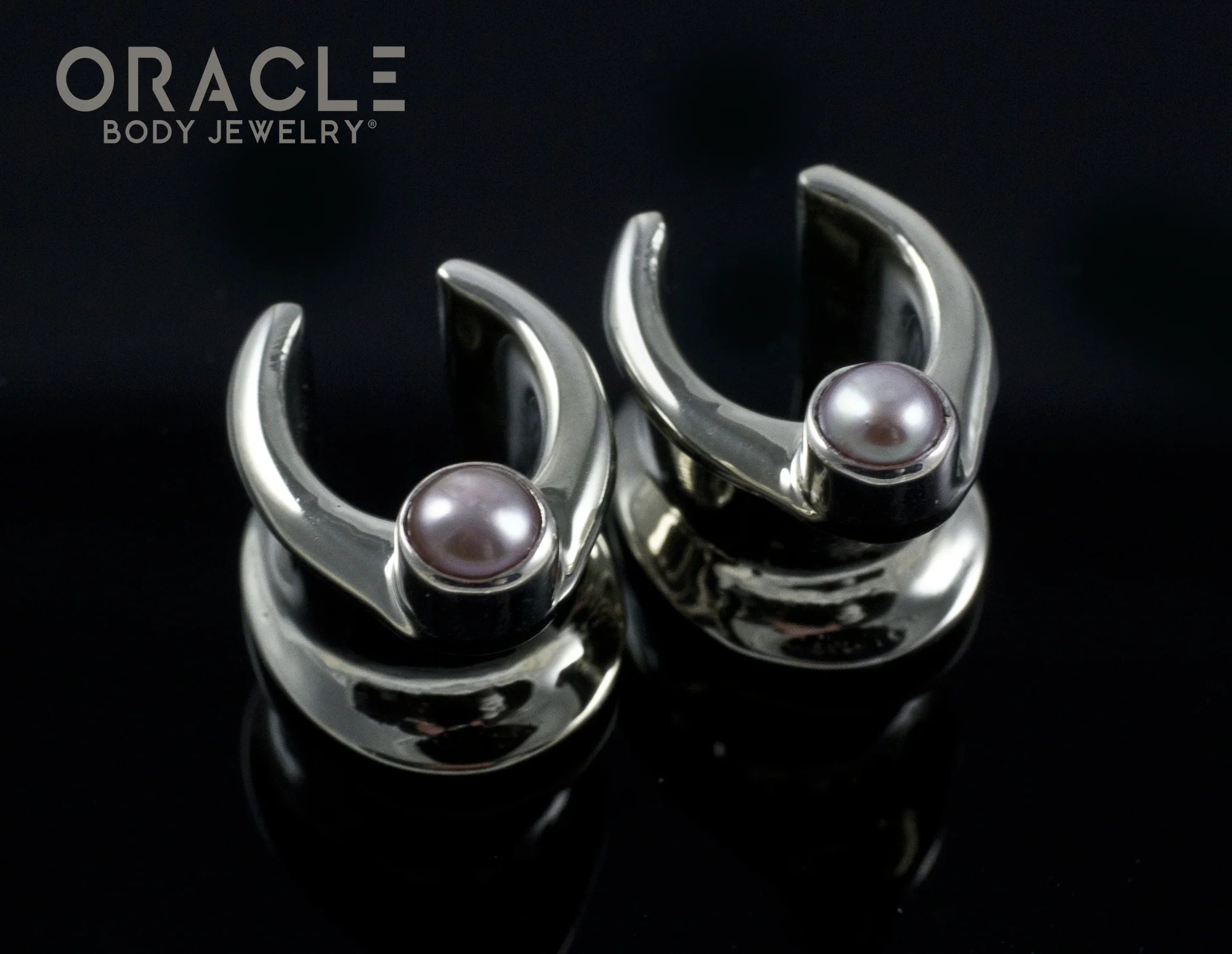 00g (9.5mm) White Brass Saddles with Pearls - Image 2
