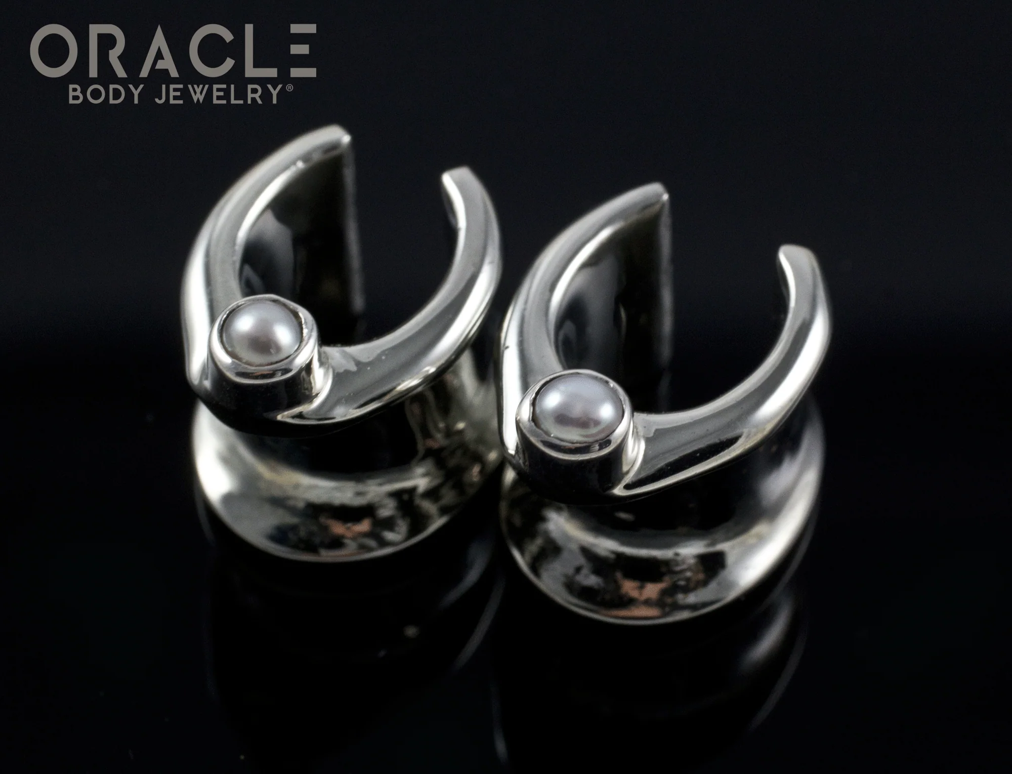 00g (9.5mm) White Brass Saddles with Pearls - Image 2