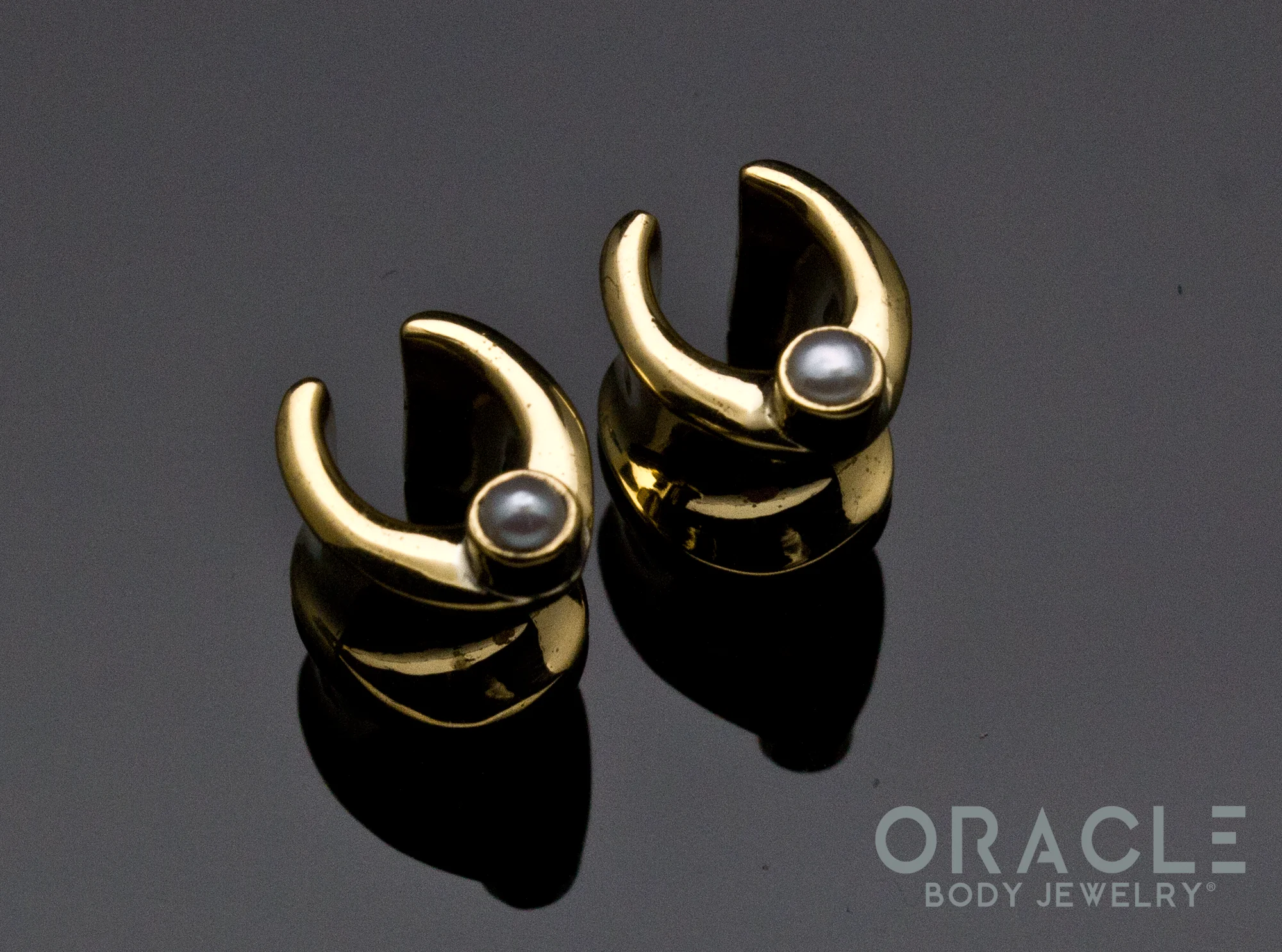 0g (8mm) Brass Saddles with Pearls - Image 2