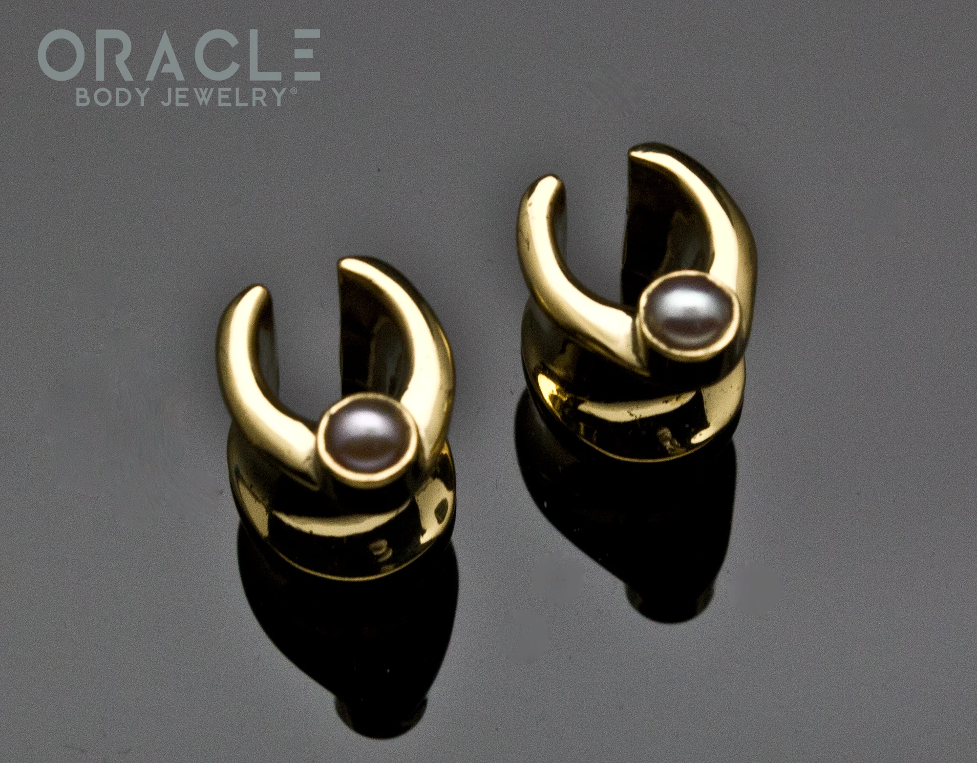 0g (8mm) Brass Saddles with Pearls - Image 2