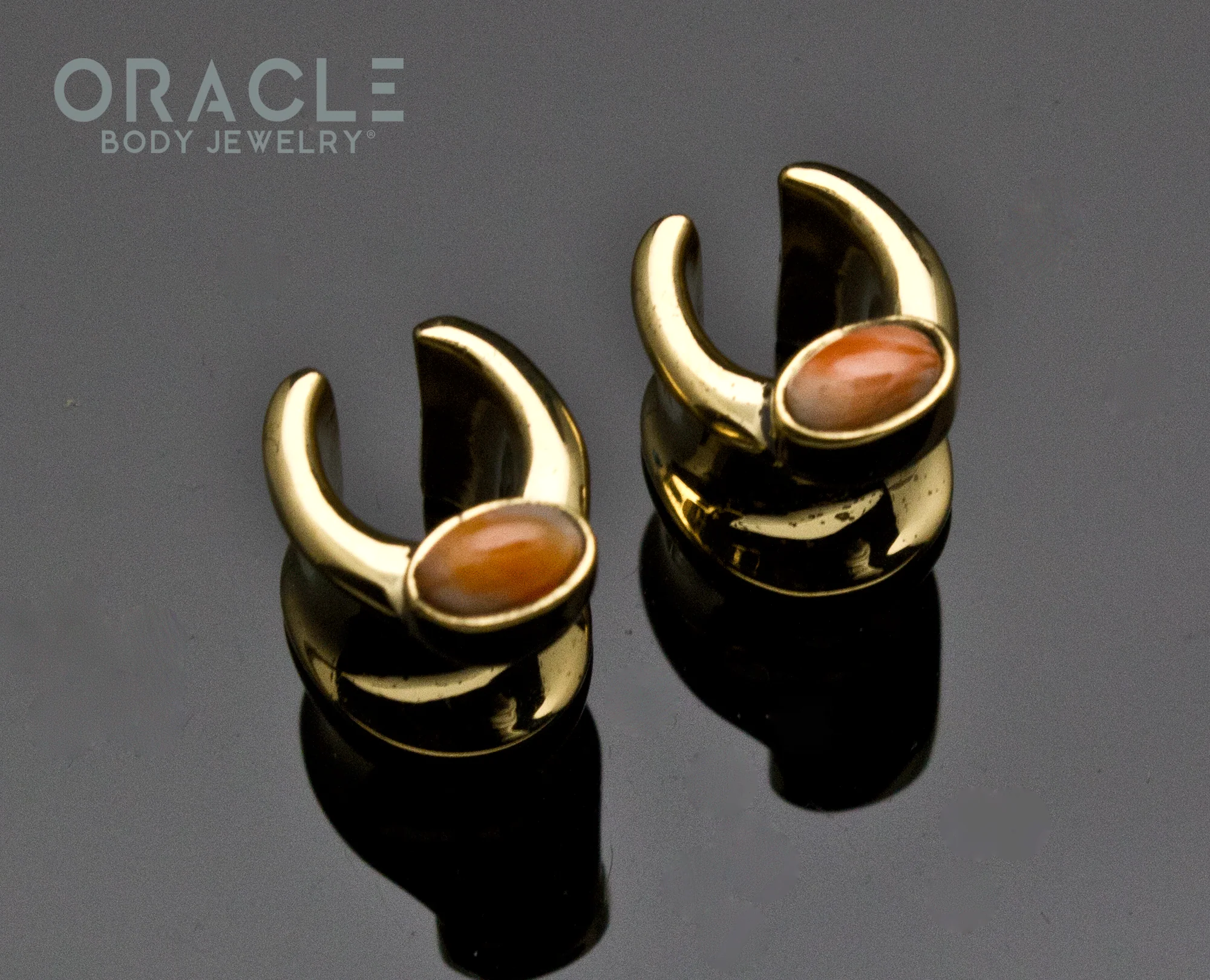 0g (8mm) Brass Saddles with Spiny Oyster - Image 2