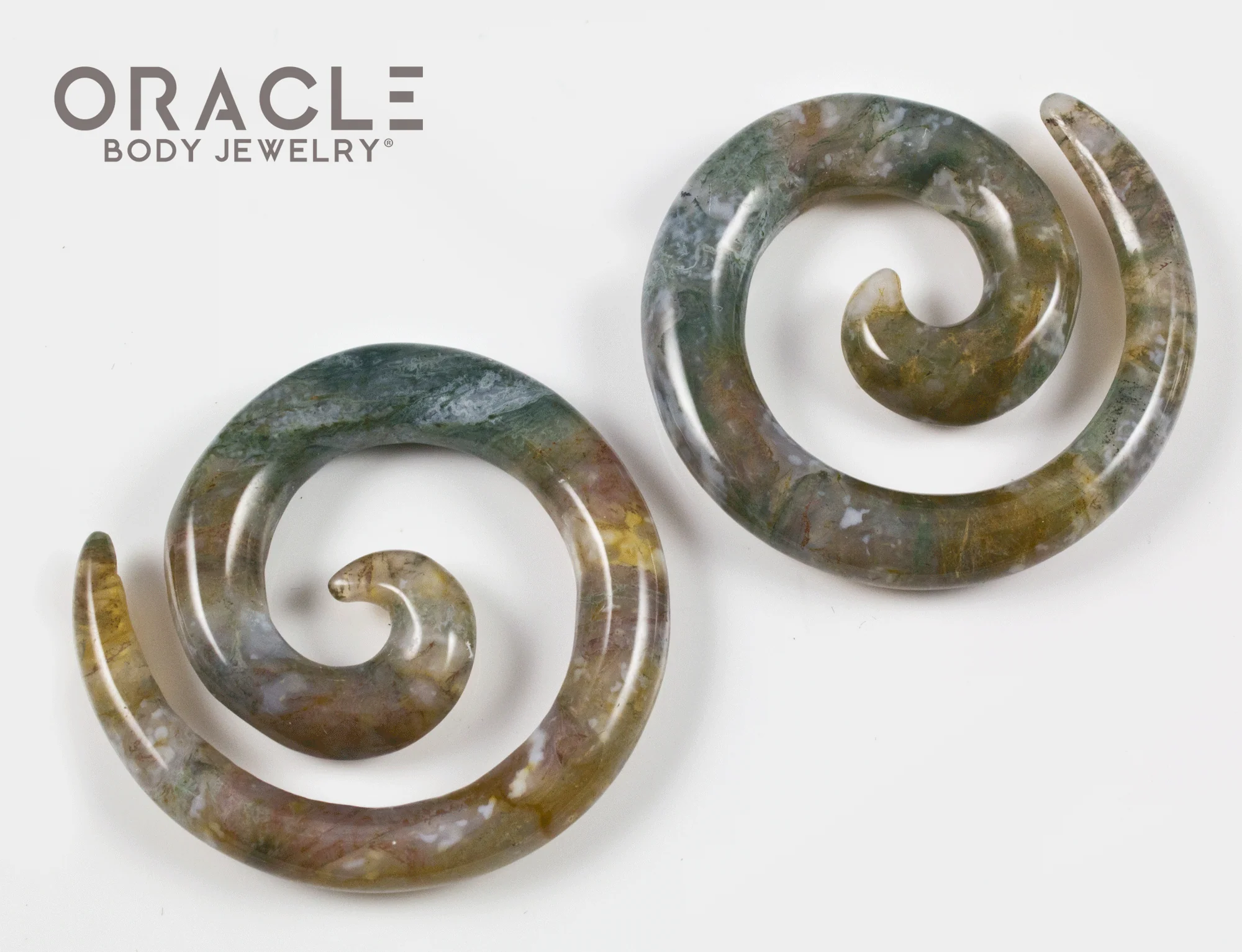0g (8mm) Moss Agate Stone Spirals - Image 3