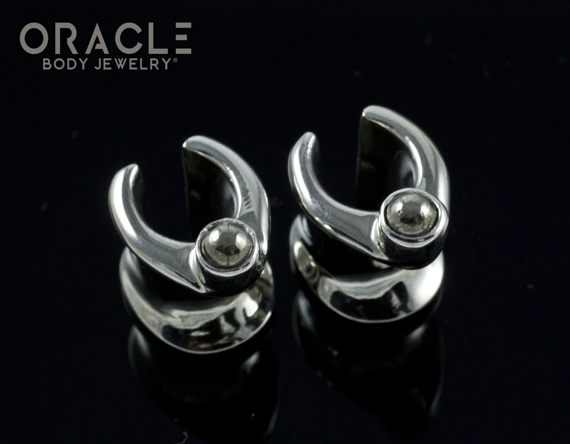 0g (8mm) White Brass Saddles with Black Pearls - Image 2