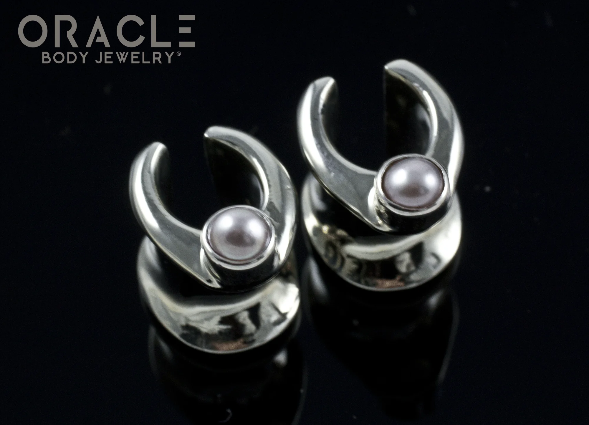 0g (8mm) White Brass Saddles with Pearls - Image 2