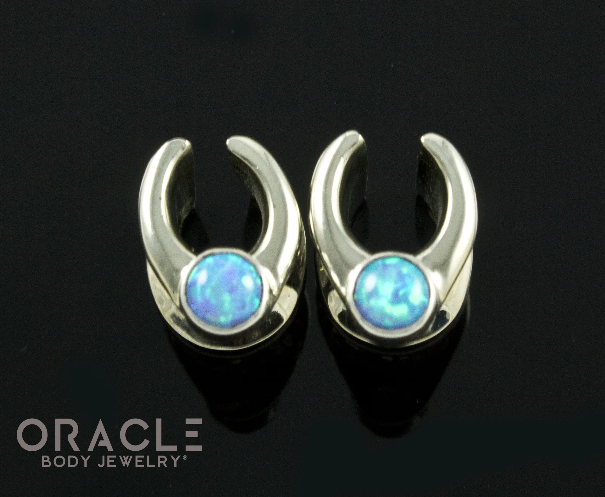 0g (8mm) White Brass Saddles with Synthetic Blue Opals - Image 2