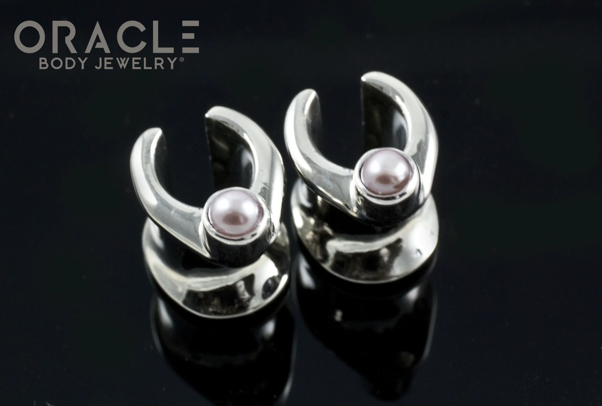0g (8mm) White Brass Saddles with Pearls - Image 2