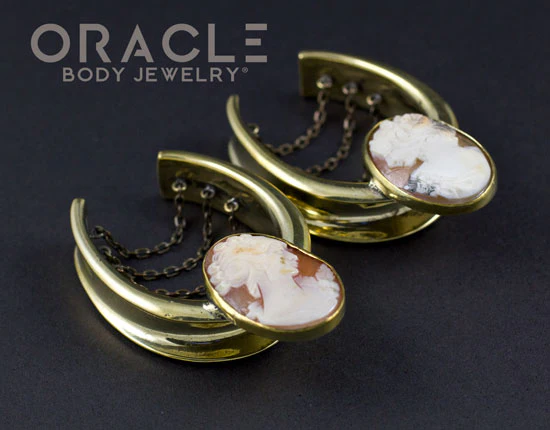1-1/2" (38mm) Brass Saddles with Chains and Cameos - Image 2