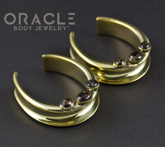 1-1/2" (38mm) Brass Saddles with Copper Infused Obsidian - Image 2