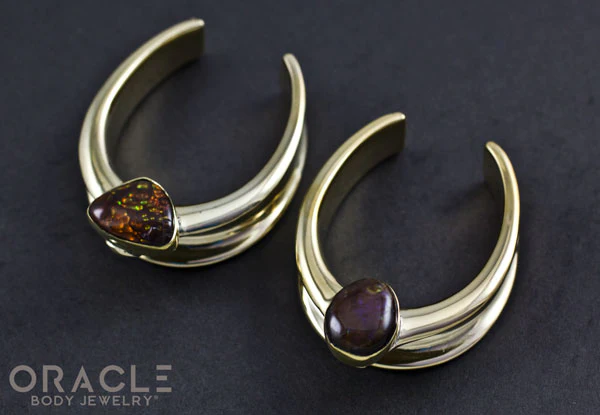 1-1/2" (38mm) Brass Saddles with Fire Agate - Image 2