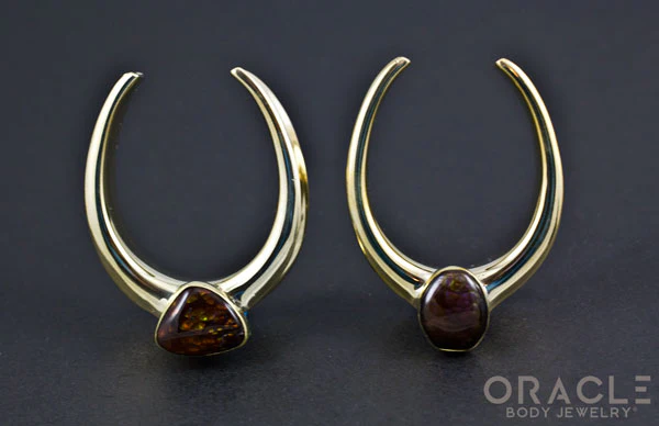 1-1/2" (38mm) Brass Saddles with Fire Agate - Image 3
