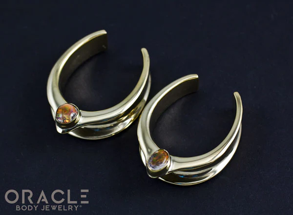 1-1/2" (38mm) Brass Saddles with Mexican Matrix Opal - Image 2