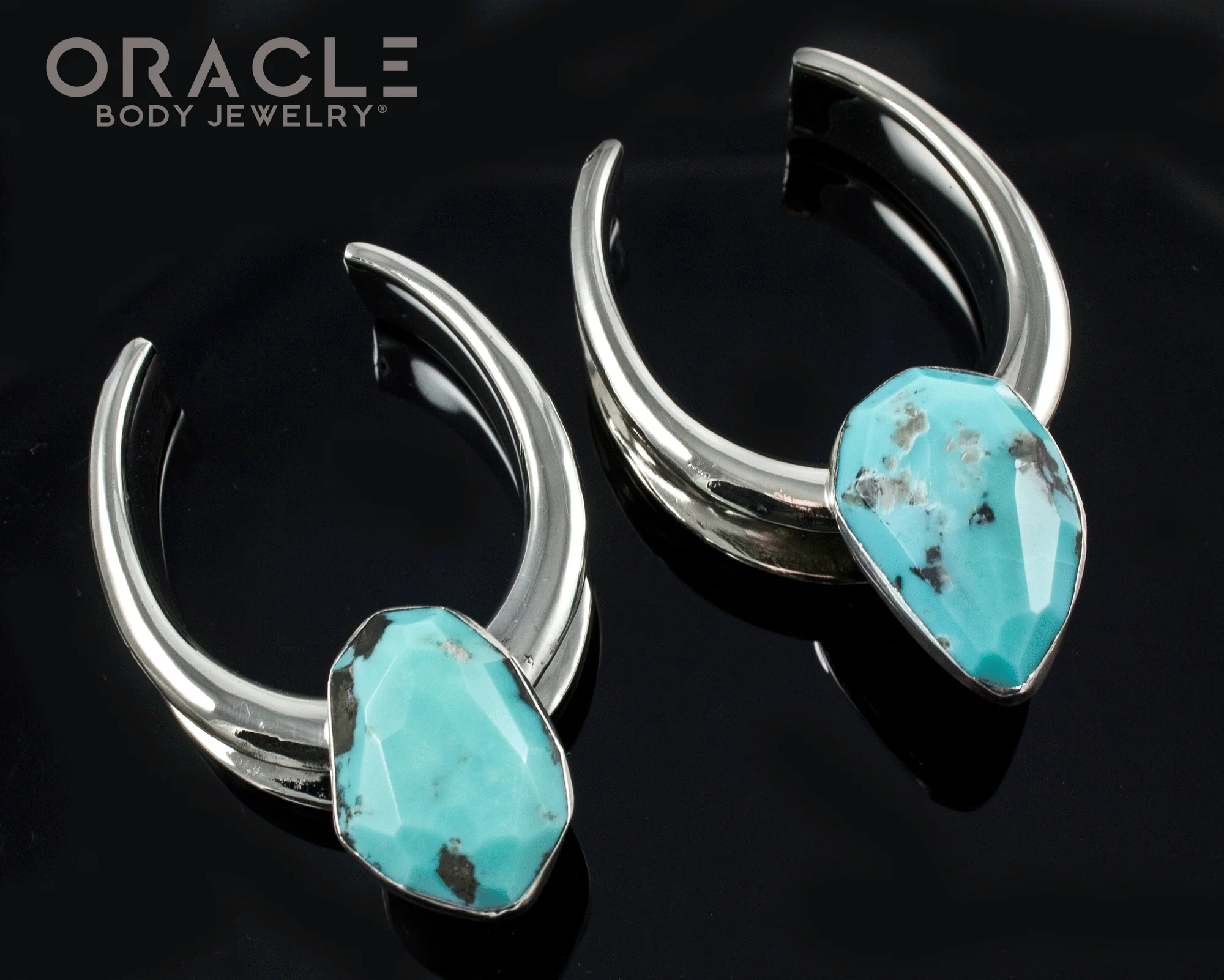 1-1/2" (38mm) White Brass Saddles with Faceted Natural Turuqoise - Image 2