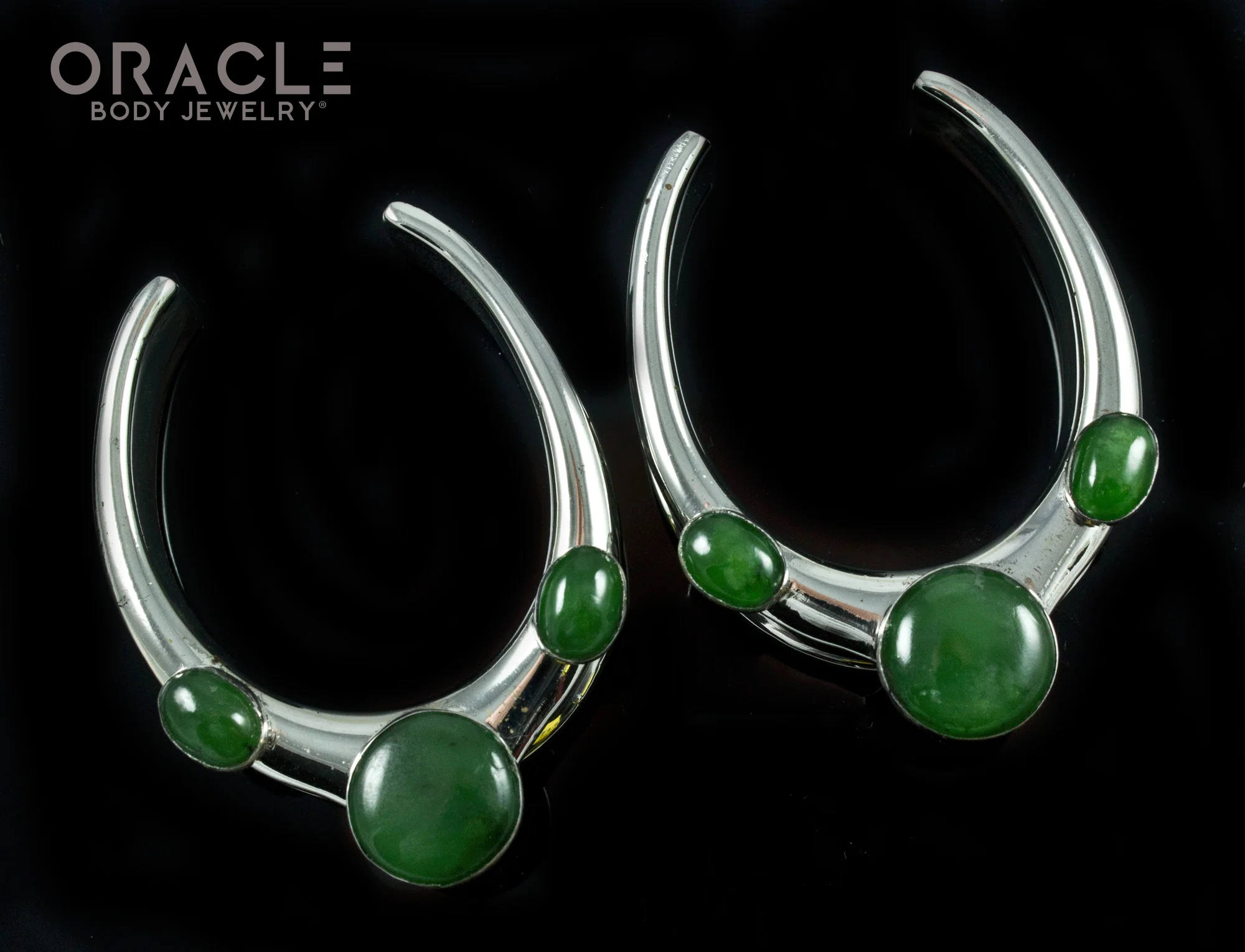 1-1/2" (38mm) White Brass Saddles with Nephrite Jade - Image 2