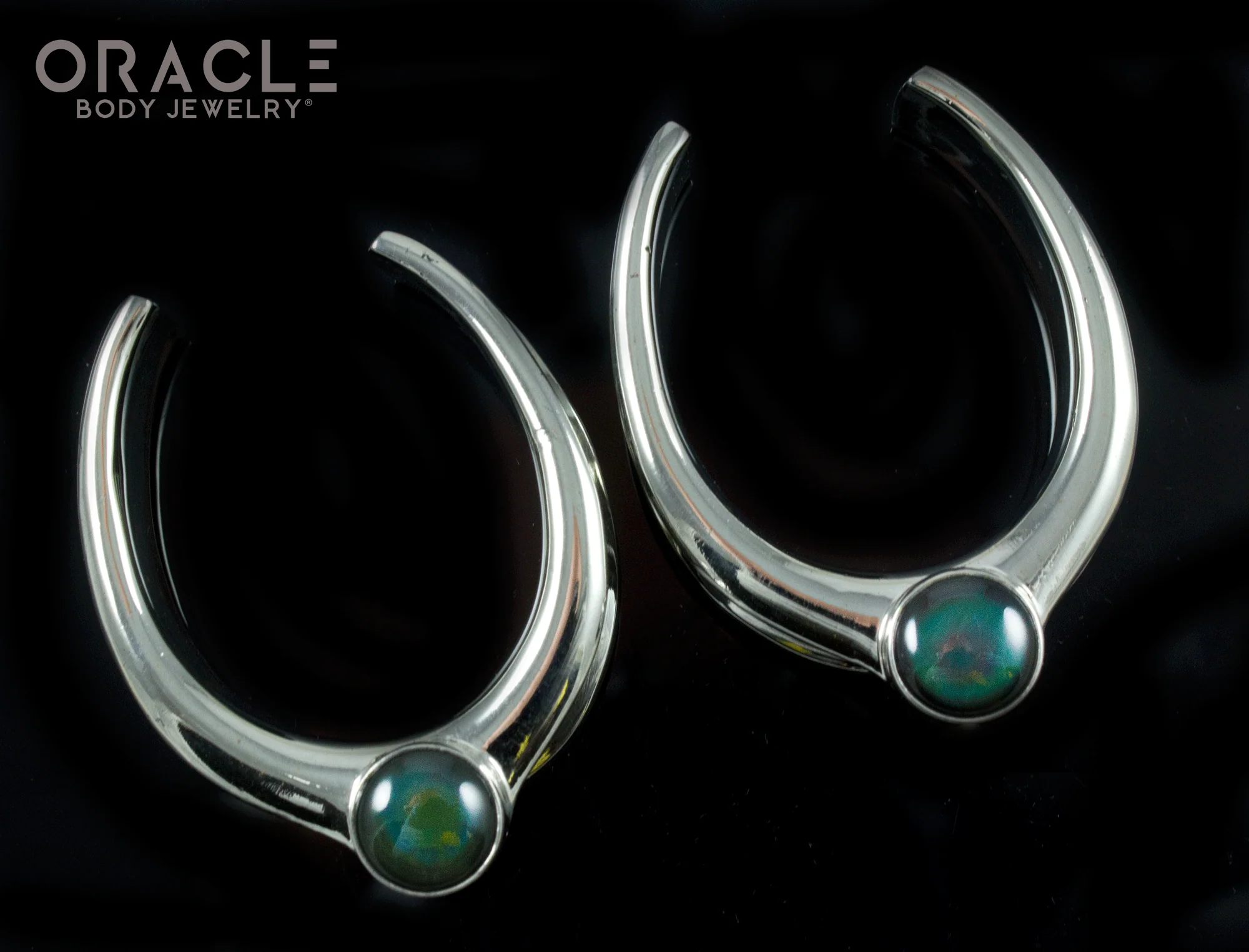 1-1/2" (38mm) White Brass Saddles with Rainbow Obsidian - Image 2