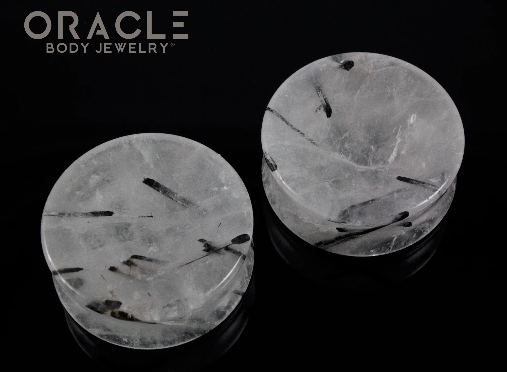1-1/2" Tourmalated Quartz Concave Plugs - Image 2