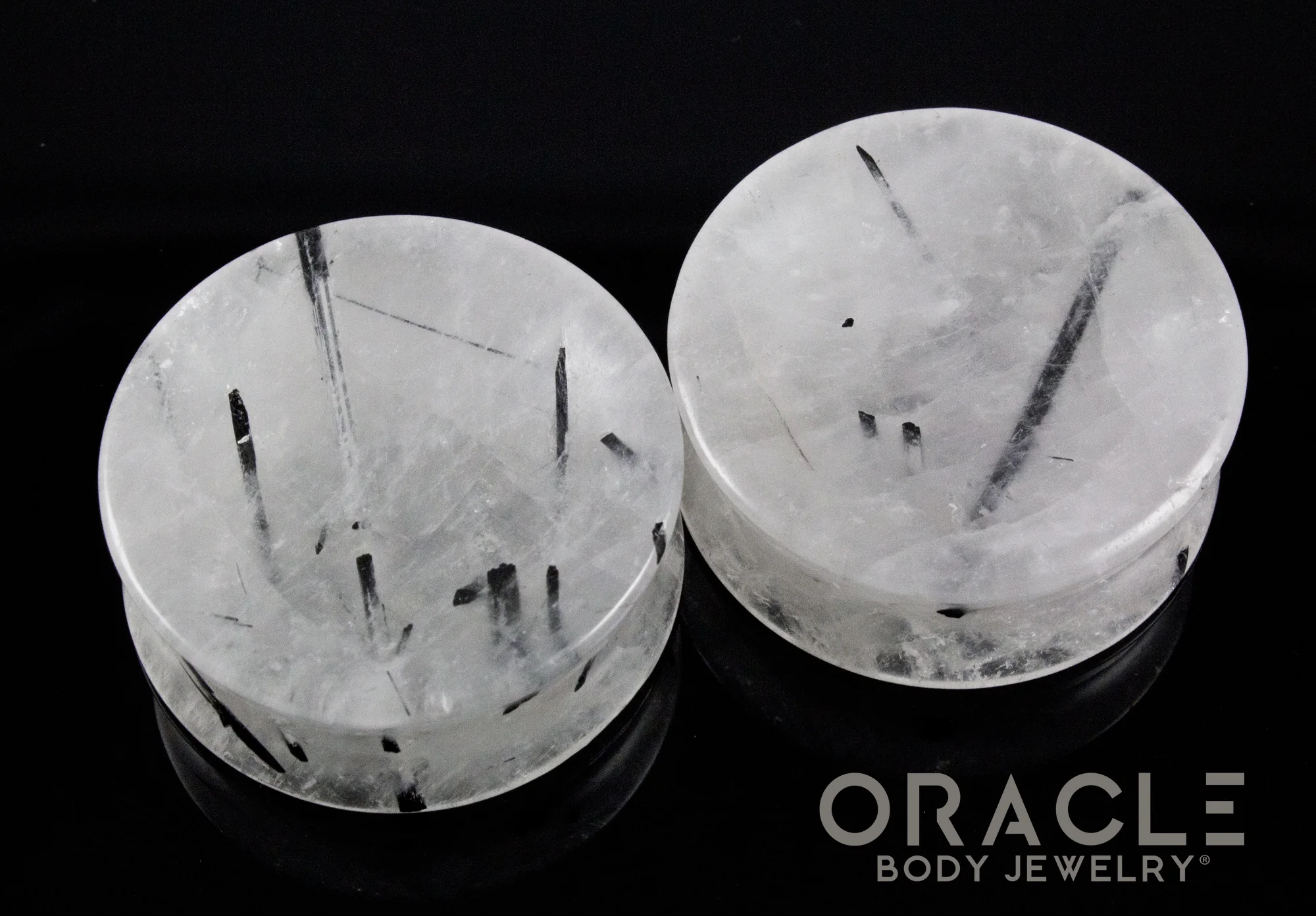 1-7/16" Tourmalated Quartz Concave Plugs - Image 2