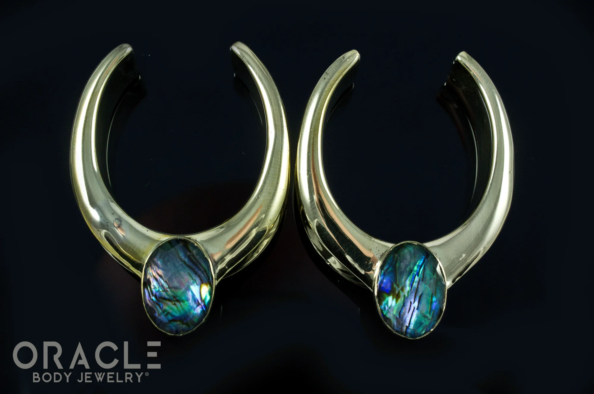 1-1/4" (32mm) Brass Saddles with Faceted Abalone - Image 2