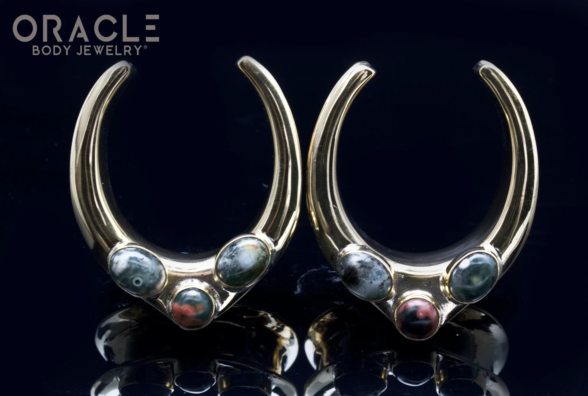 1-1/4" (32mm) Brass Saddles with Ocean Jasper - Image 2