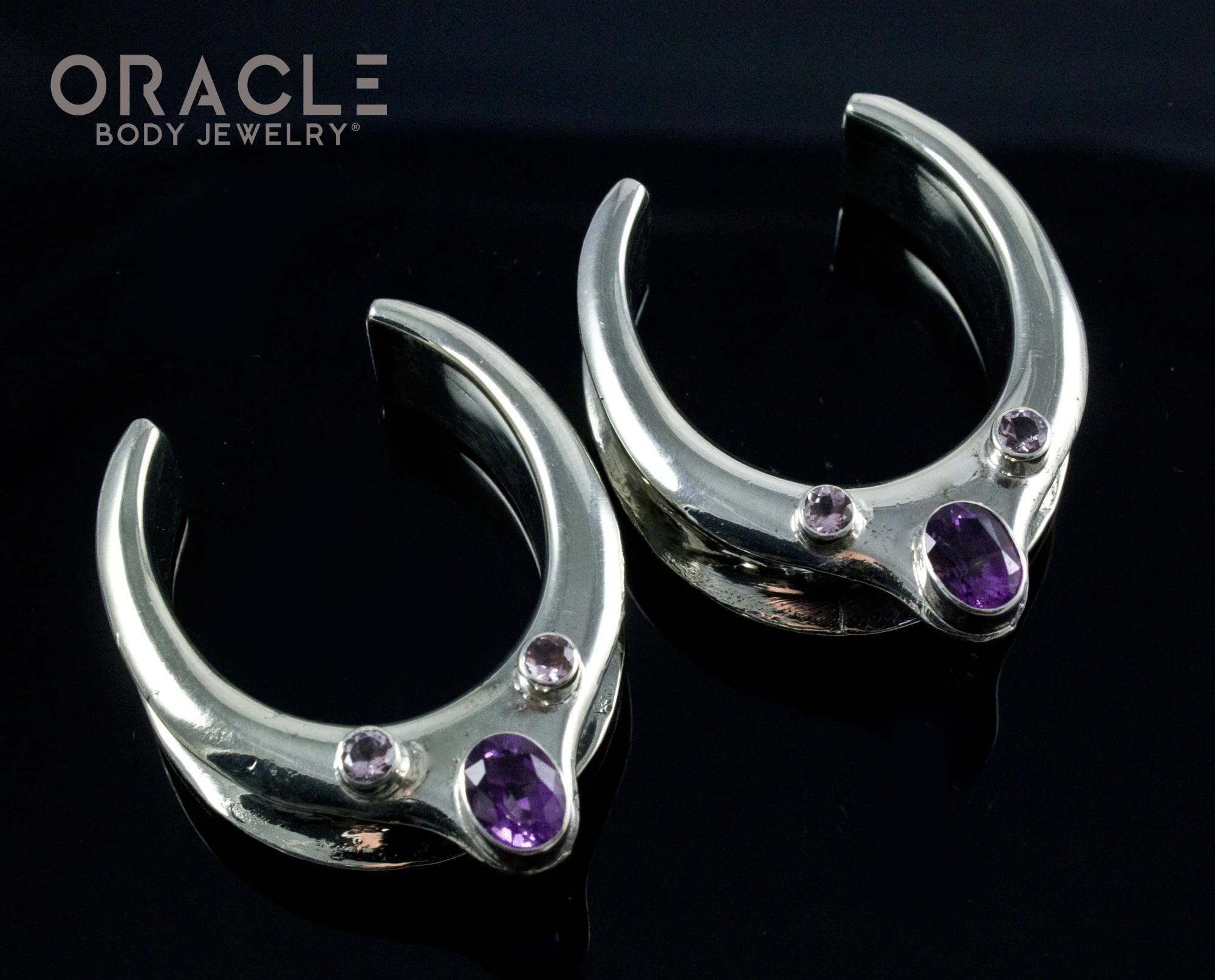 1-1/4" (32mm) White Brass Saddles with Amethyst - Image 2