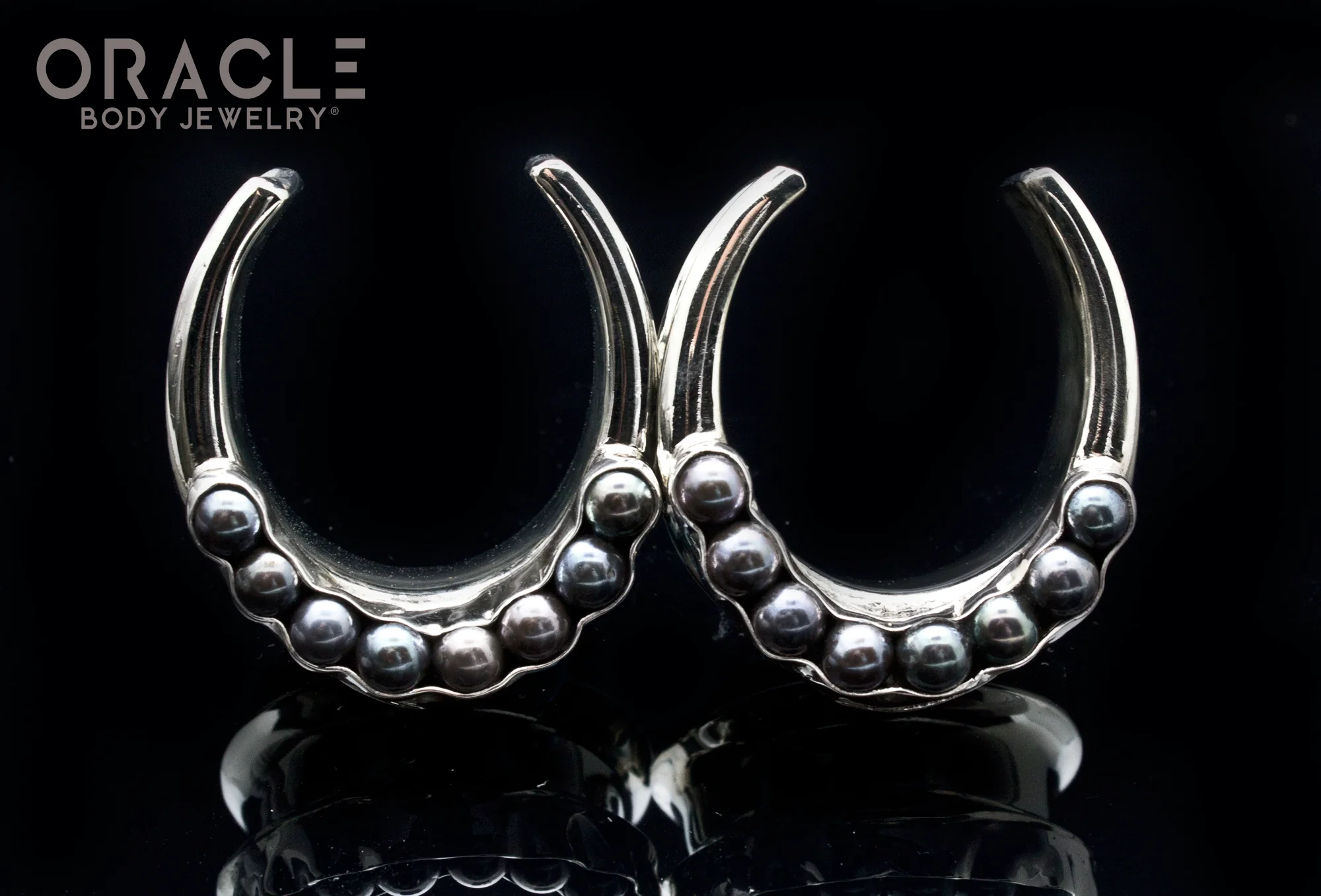 1-1/4" (32mm) White Brass Saddles with Black Pearls - Image 2