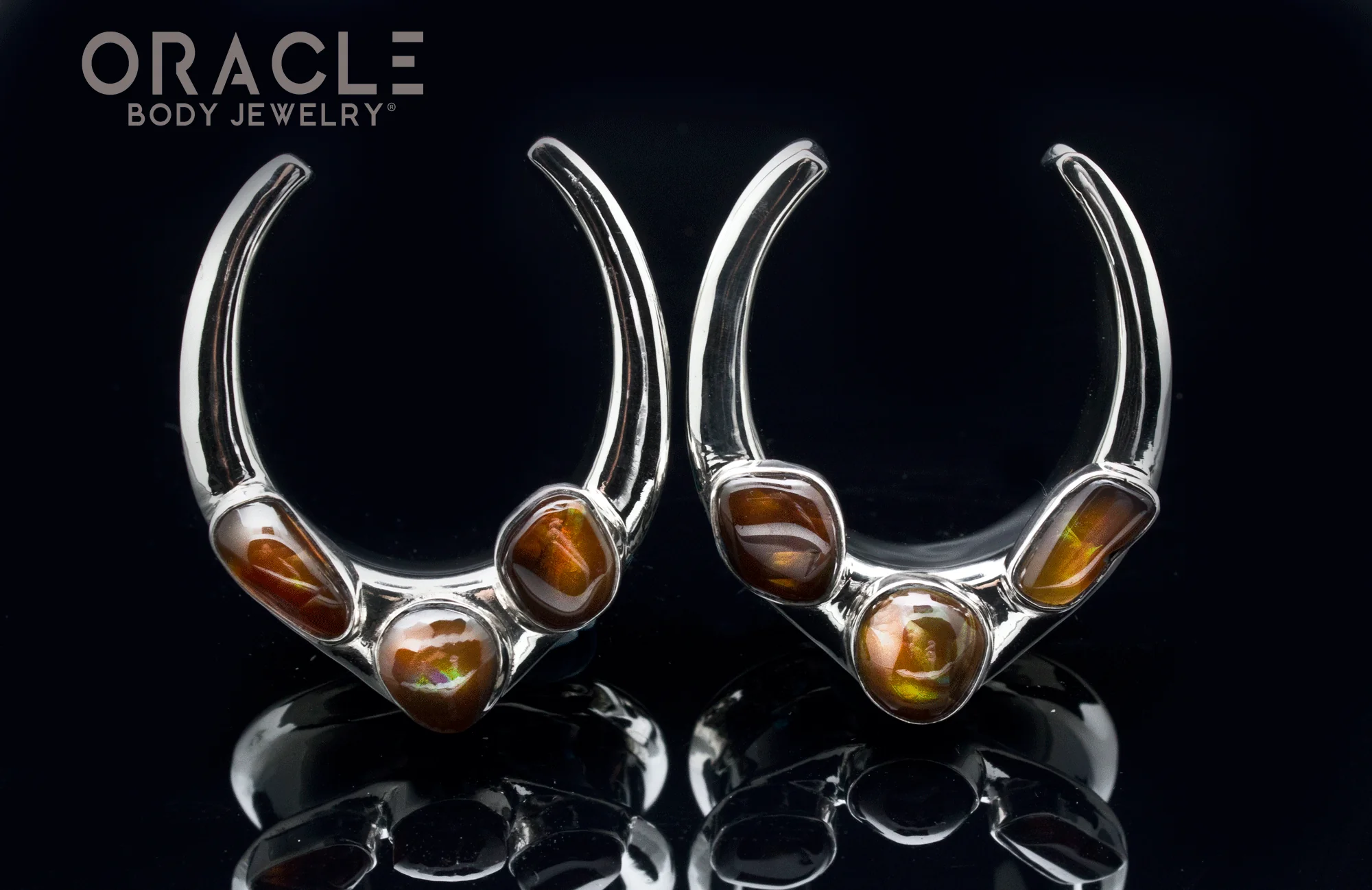 1-1/4" (32mm) White Brass Saddles with Fire Agate - Image 2