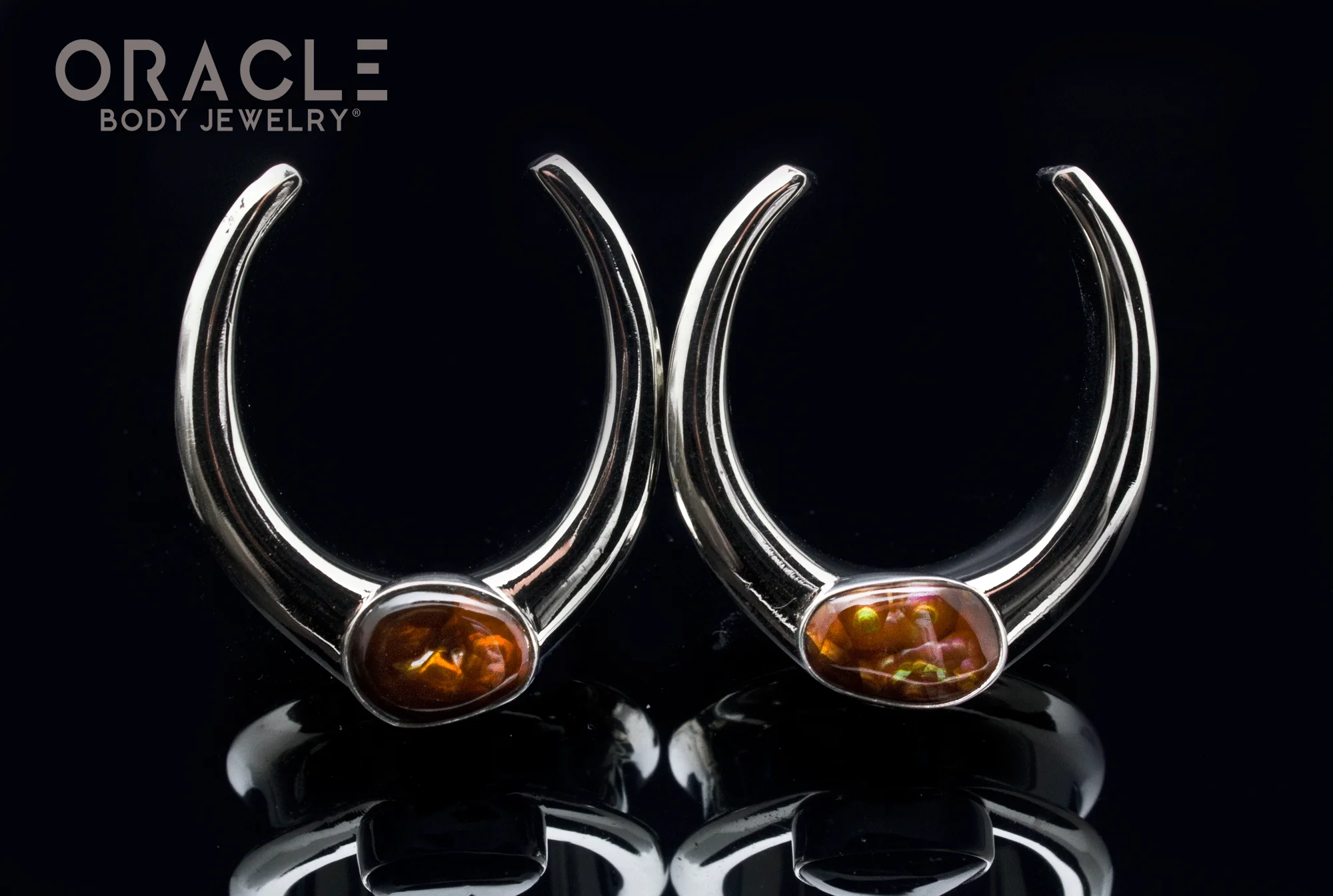 1-1/4" (32mm) White Brass Saddles with Fire Agates - Image 2
