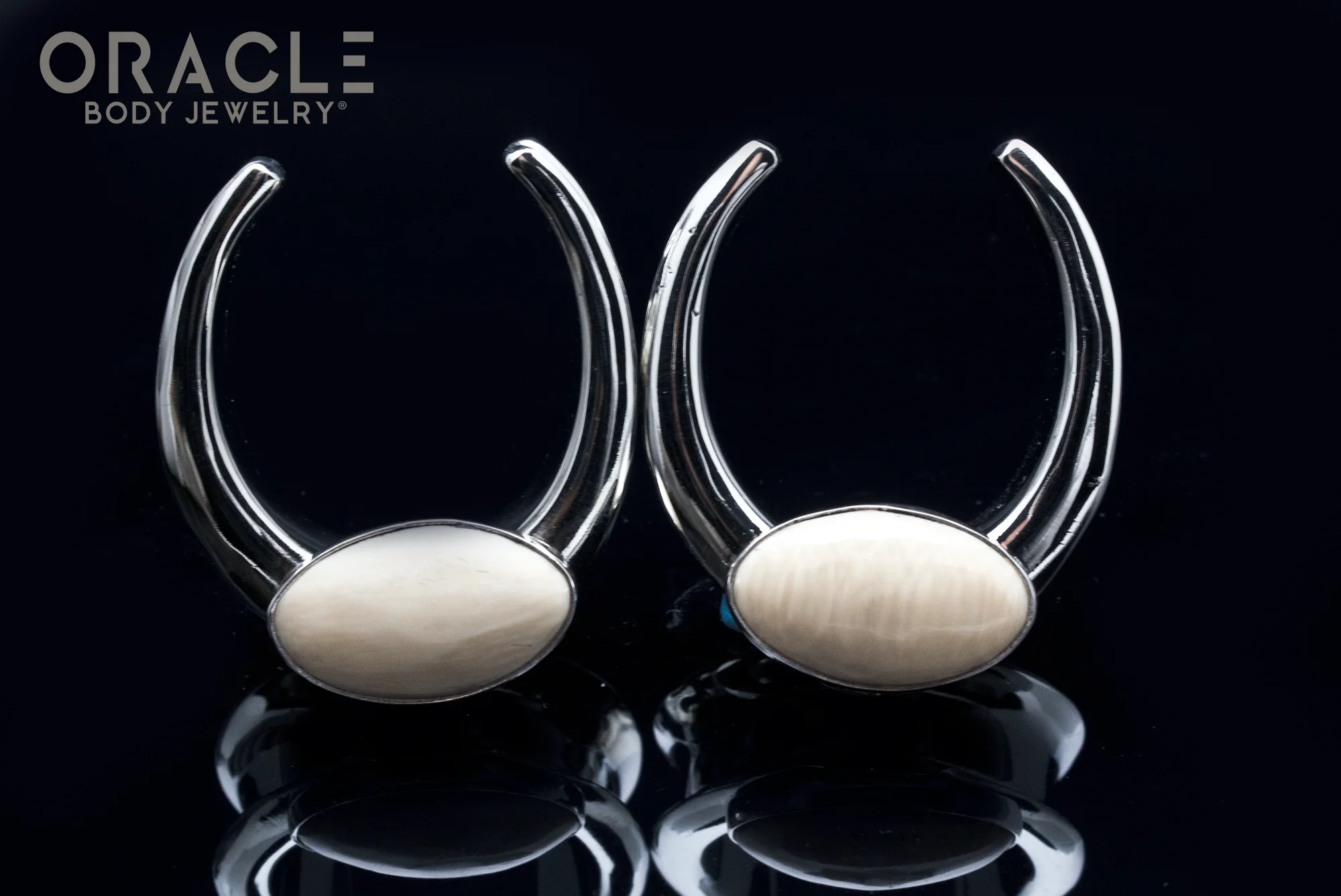 1-1/4" (32mm) White Brass Saddles with Fossilized Mammoth Ivory - Image 2