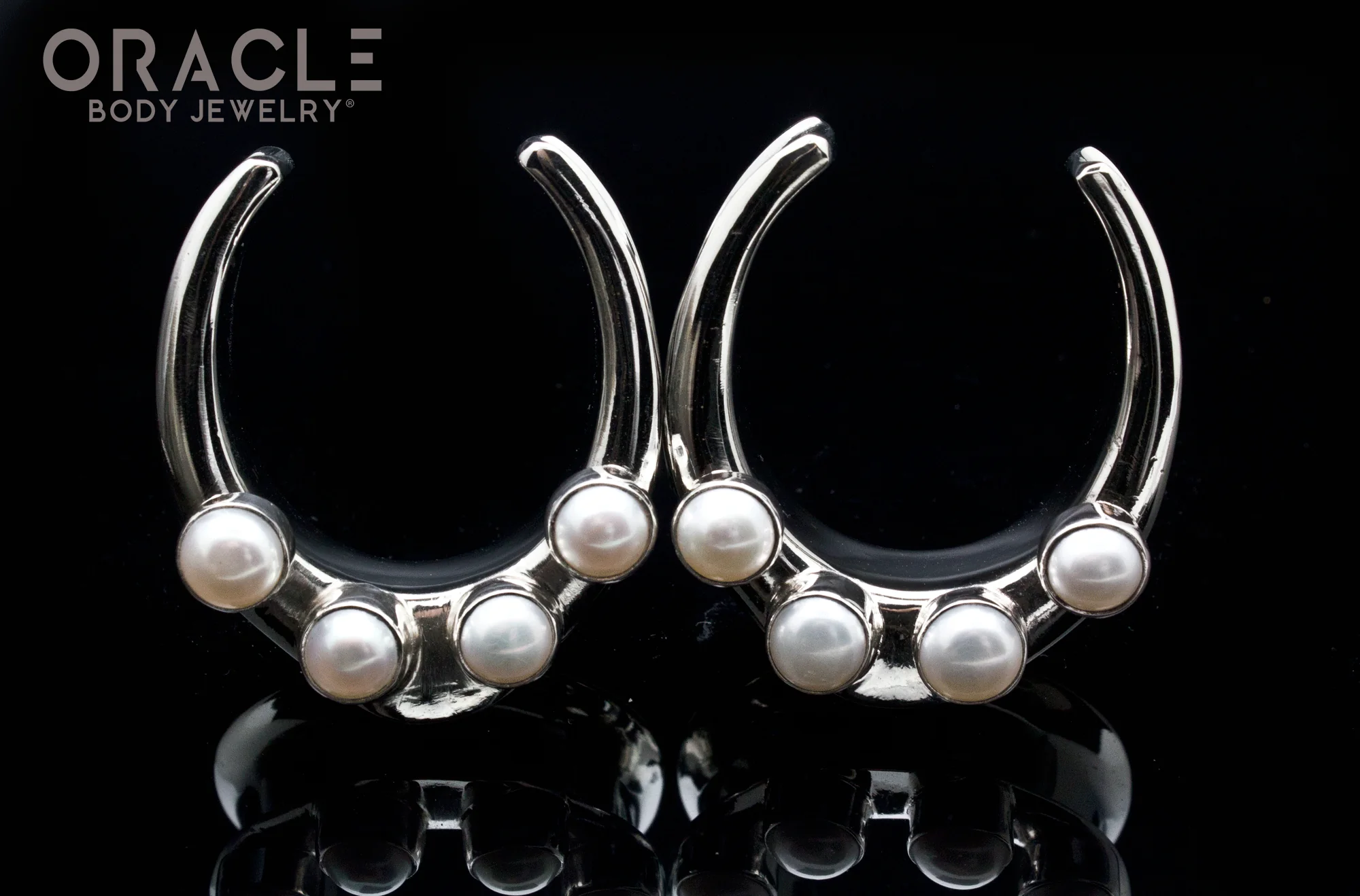 1-1/4" (32mm) White Brass Saddles with Pearls - Image 2
