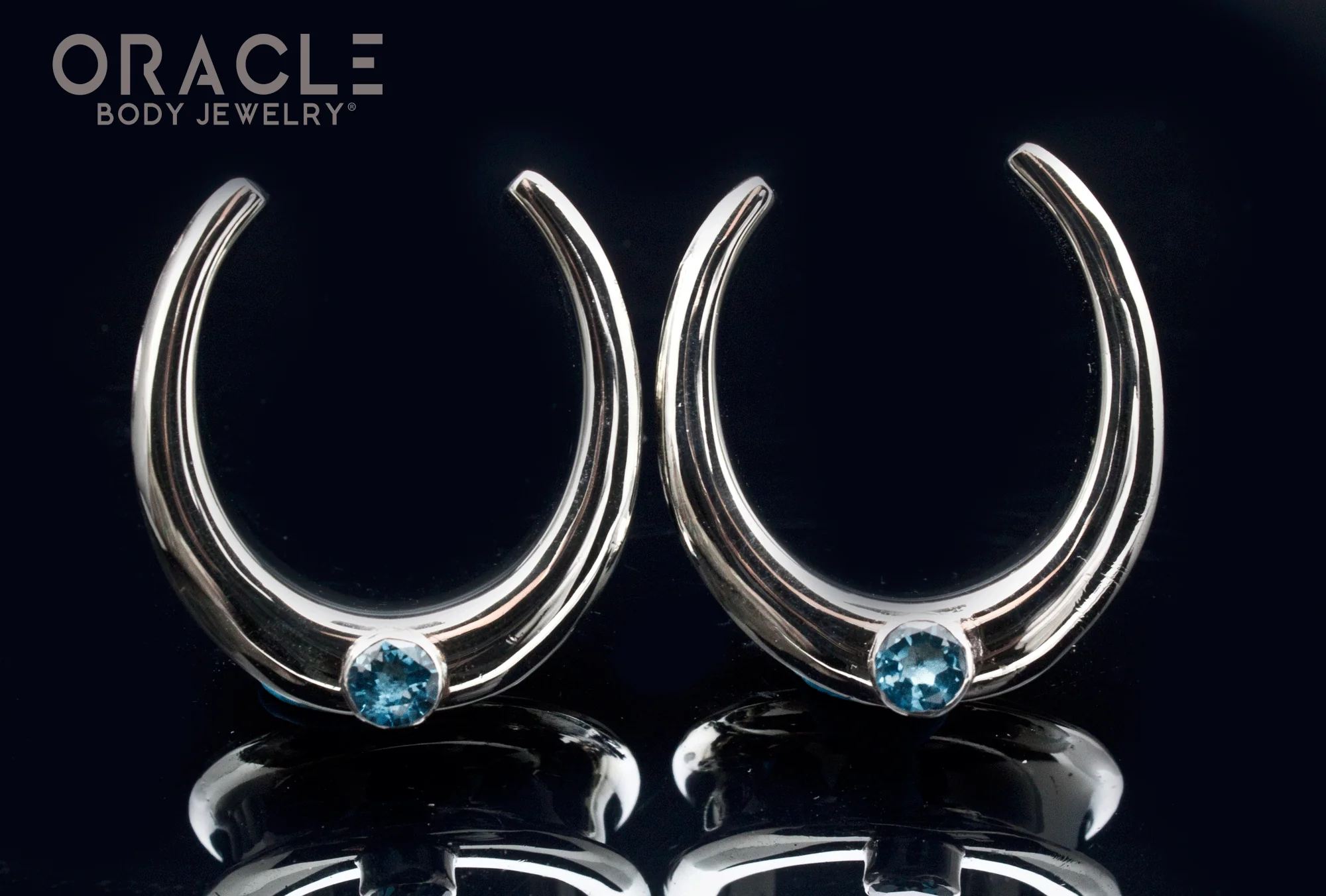 1-1/4" (32mm) White Brass Saddles with Swiss Topaz - Image 2
