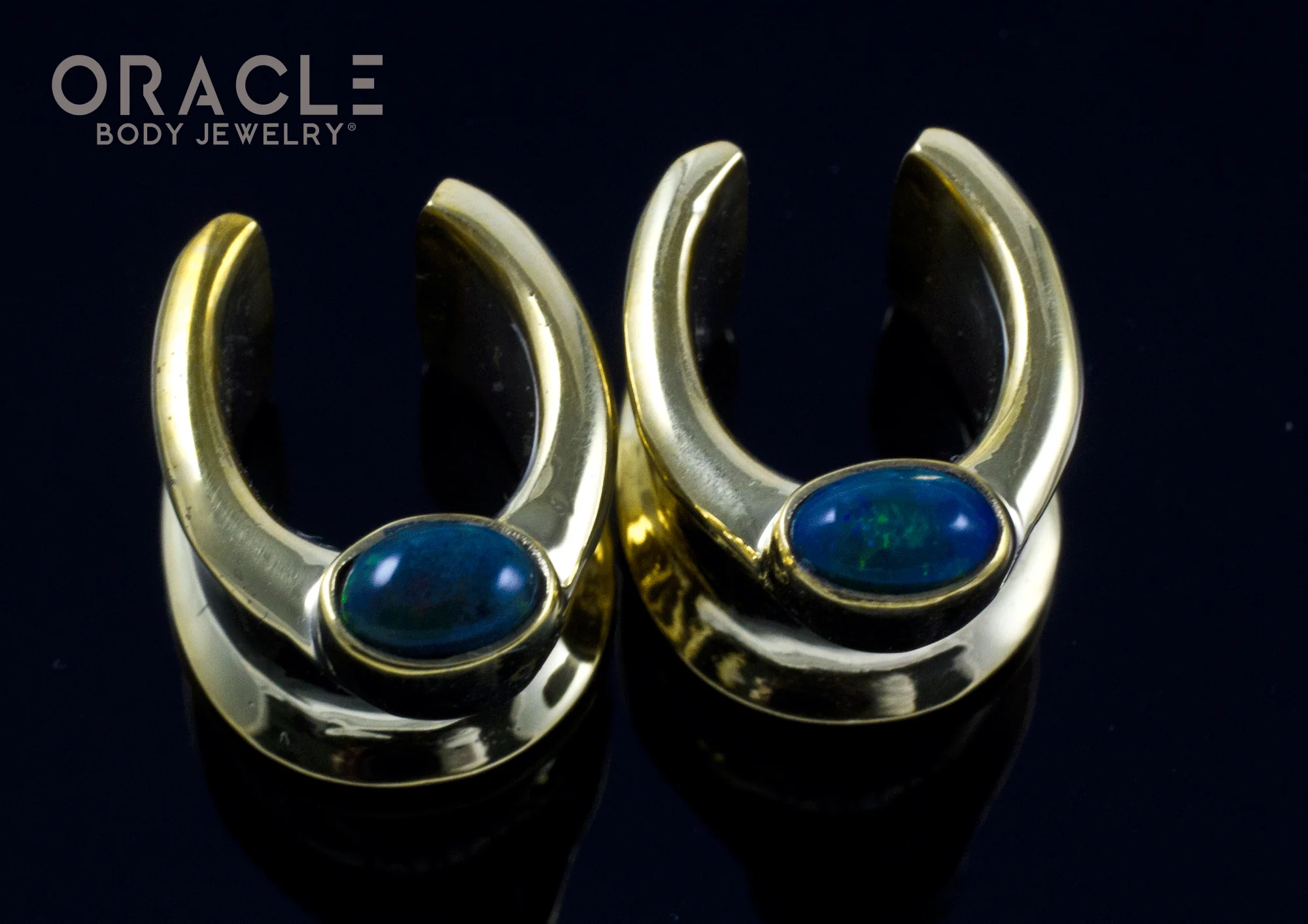 1/2" (12.5mm) Brass Saddles with Black Opals - Image 2