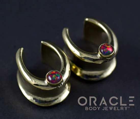 1/2" (12.5mm) Brass Saddles with Black Synthetic Opal - Image 2