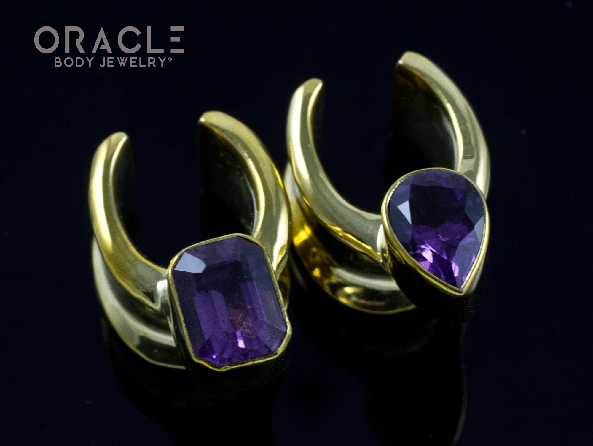 1/2" (12.5mm) Brass Saddles with Faceted Amethyst - Image 2