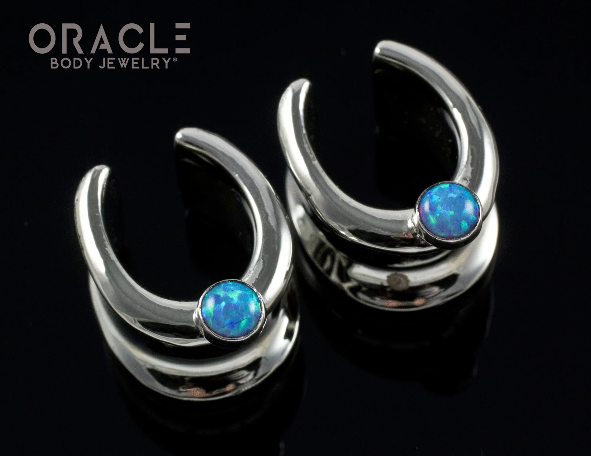 1/2" (12.5mm) White Brass Saddles with Blue Synthetic Opals - Image 2
