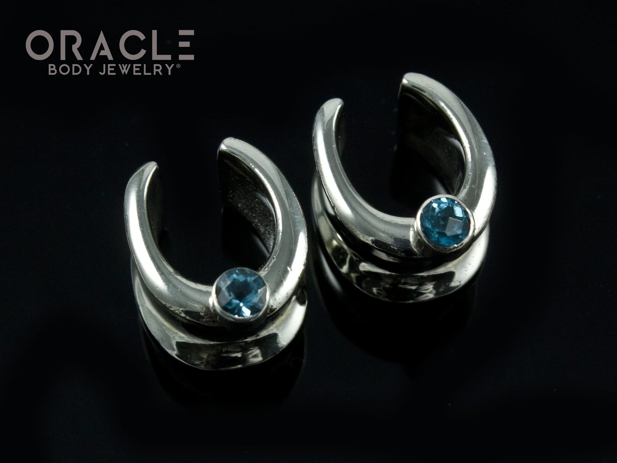 1/2" (12.5mm) White Brass Saddles with London Blue Topaz - Image 2