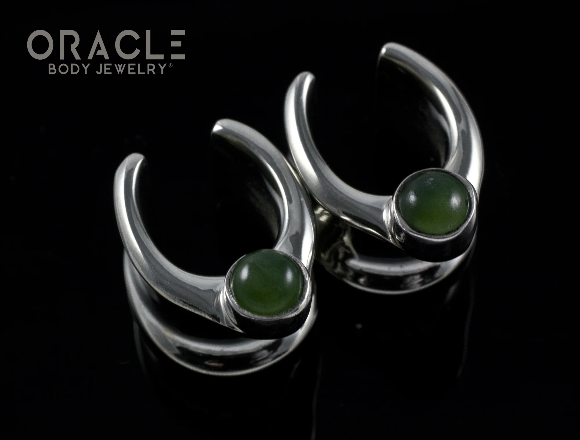 1/2" (12.5mm) White Brass Saddles with Nephrite Jade - Image 2
