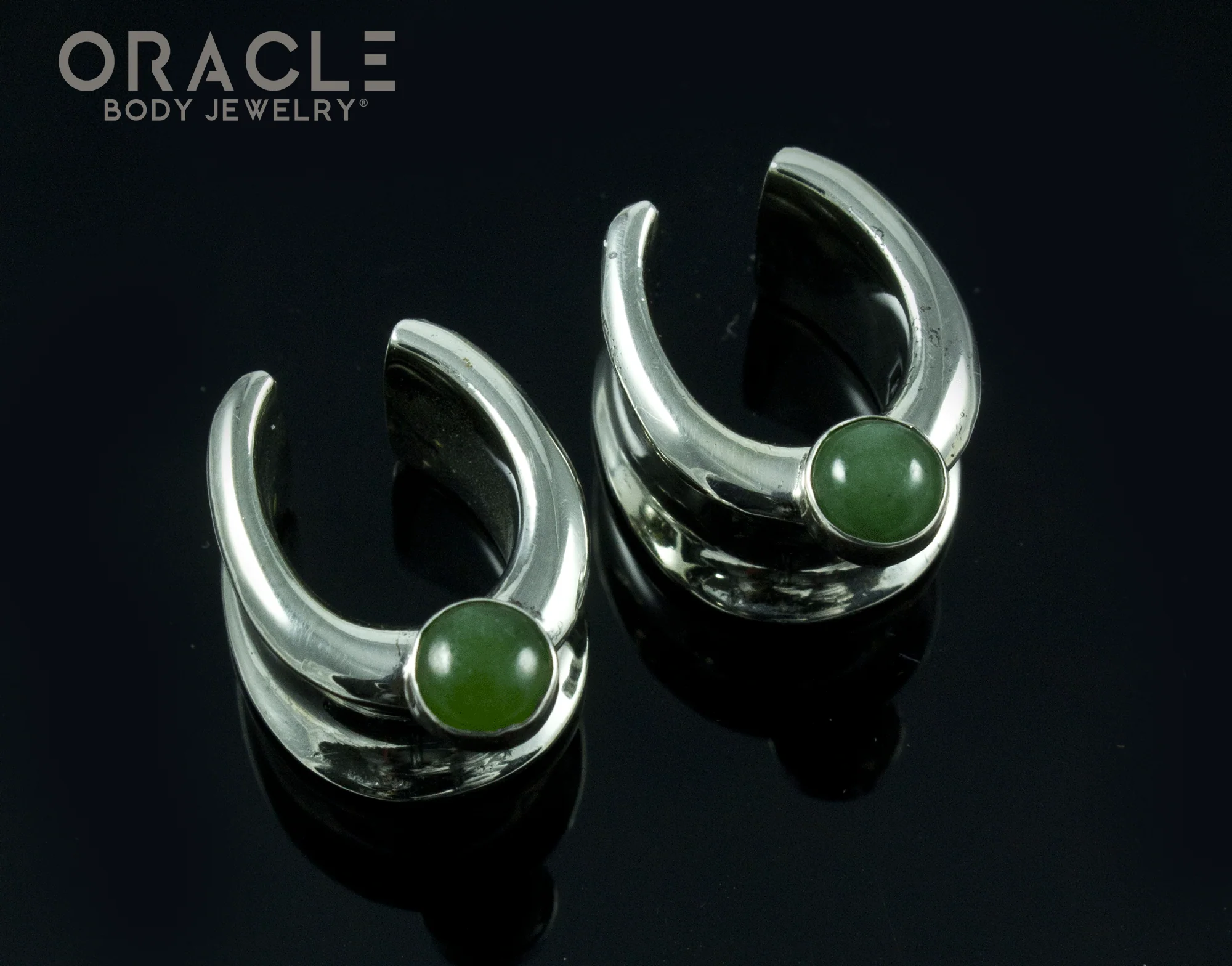 1/2" (12.5mm) White Brass Saddles with Nephrite Jade - Image 2