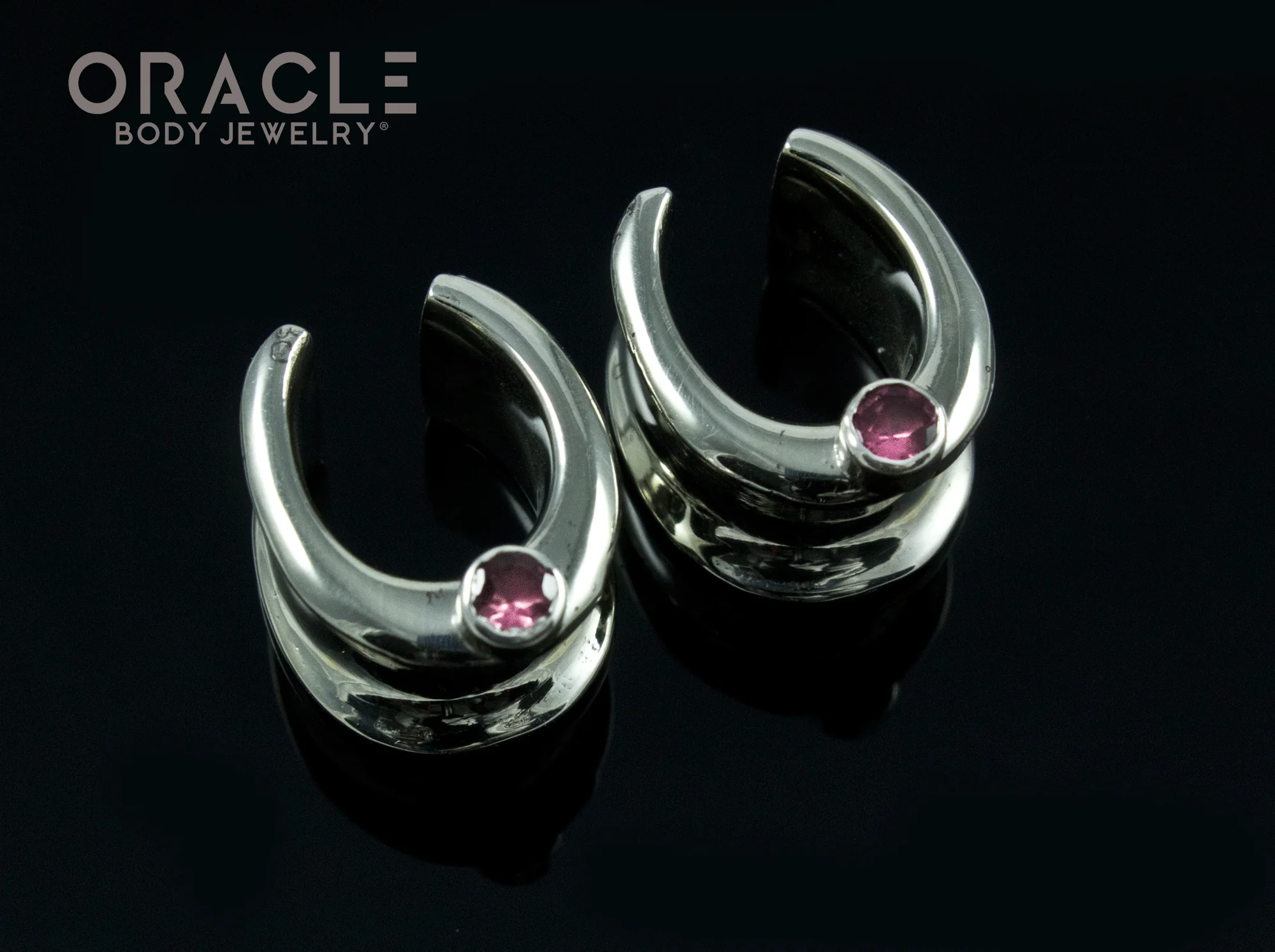1/2" (12.5mm) White Brass Saddles with Pink Tourmalines - Image 2