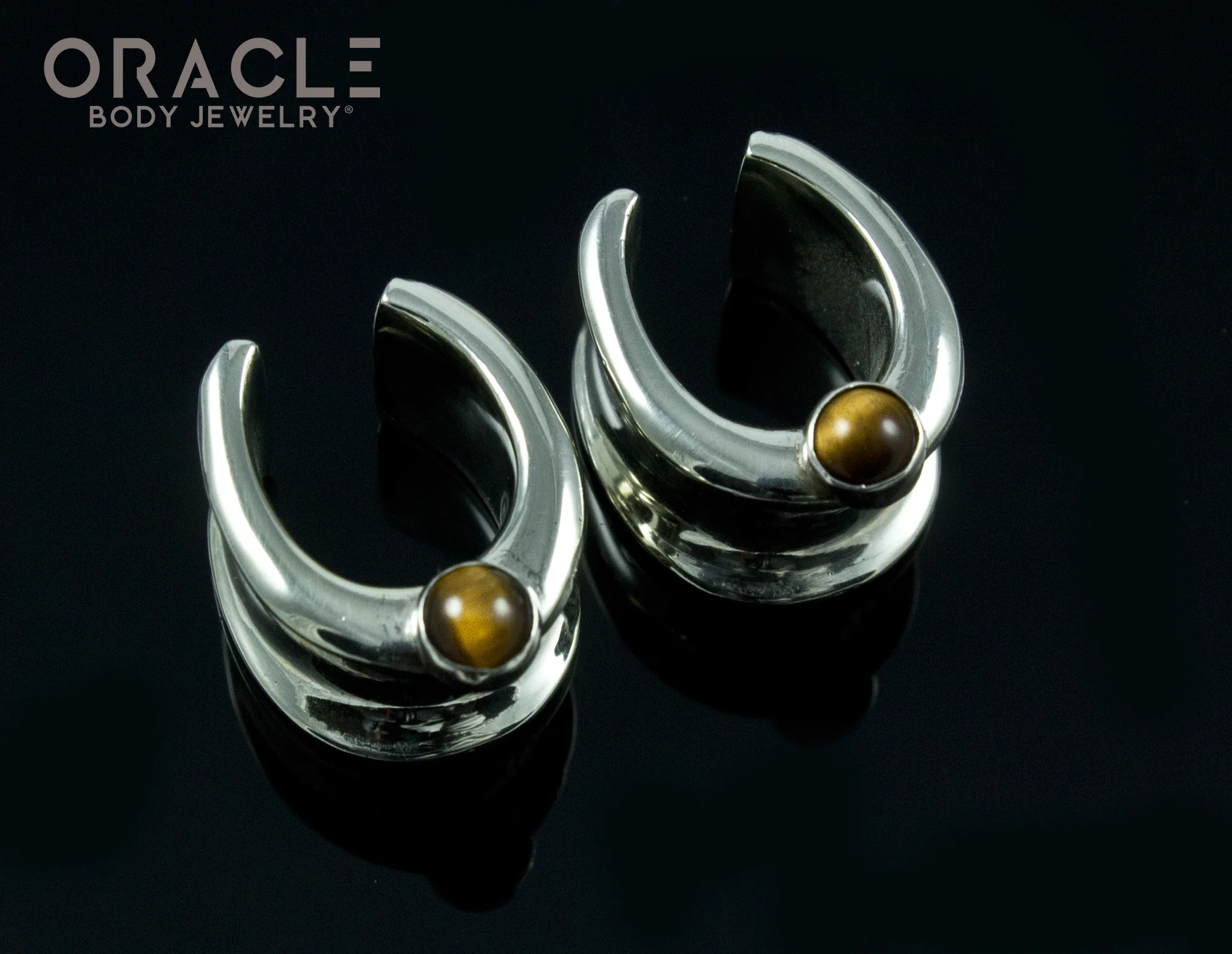 1/2" (12.5mm) White Brass Saddles with Yellow Tiger Eye - Image 2