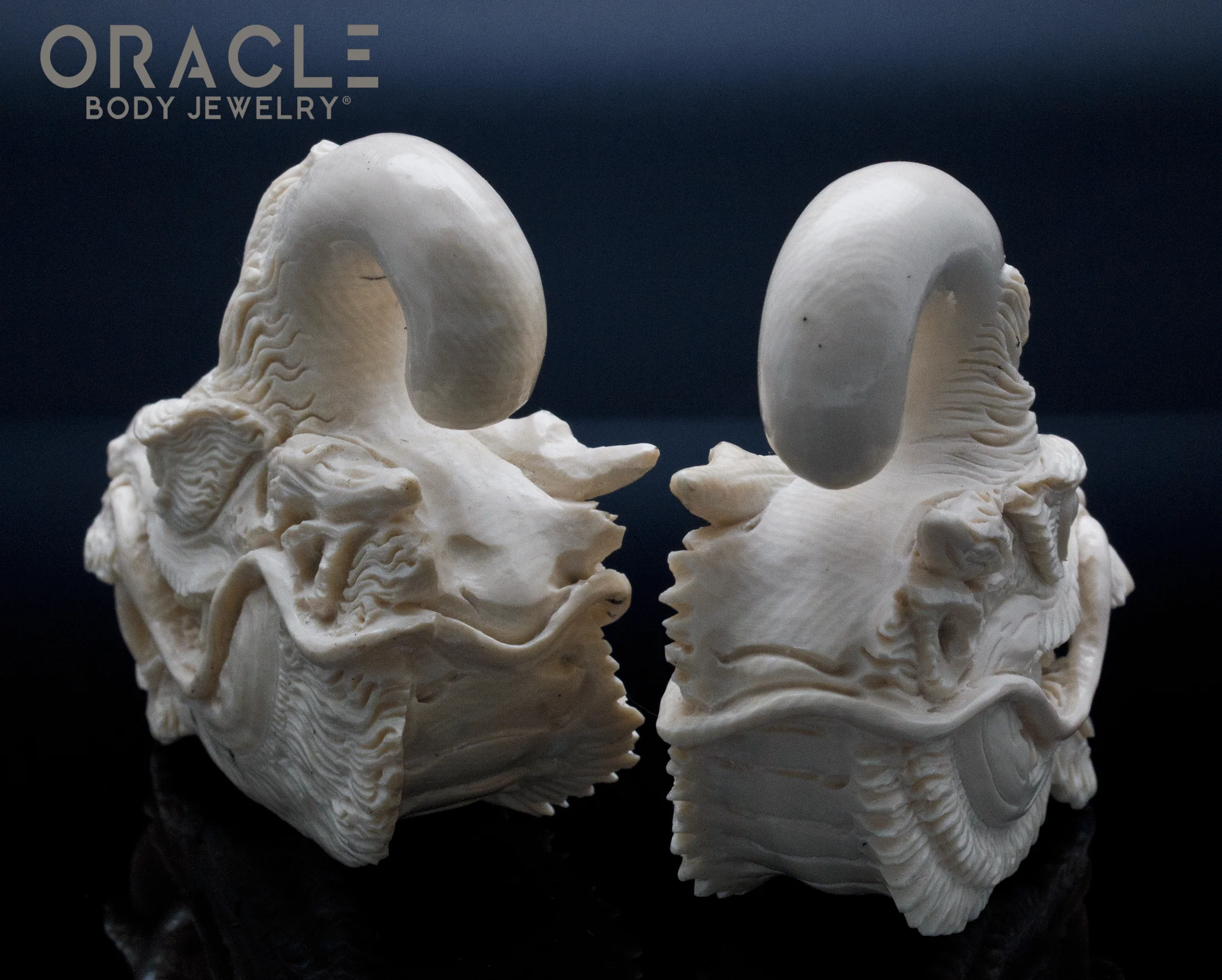 1/2" (12mm) Fossilized Mammoth Ivory Chinese Dragons - Image 4