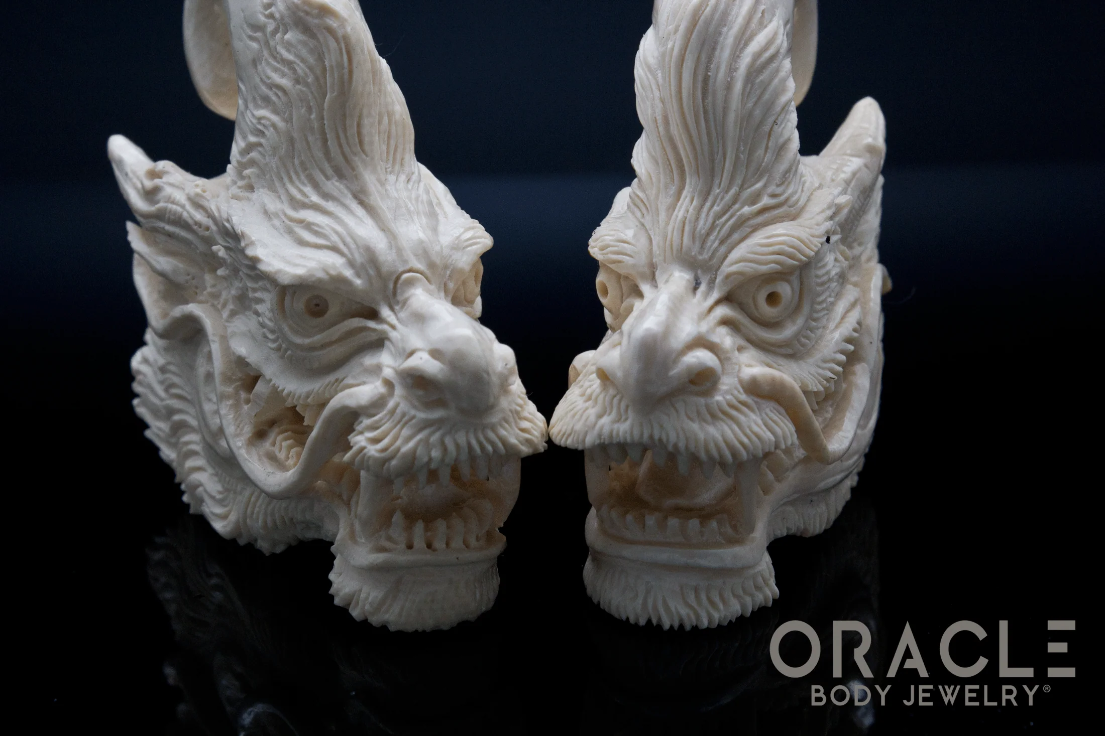 1/2" (12mm) Fossilized Mammoth Ivory Chinese Dragons - Image 5