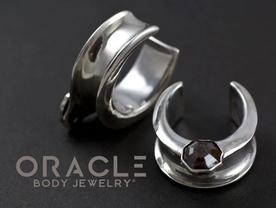1" (25.4mm) Solid Silver Saddles With Dark Salt and Pepper Diamonds - Image 3