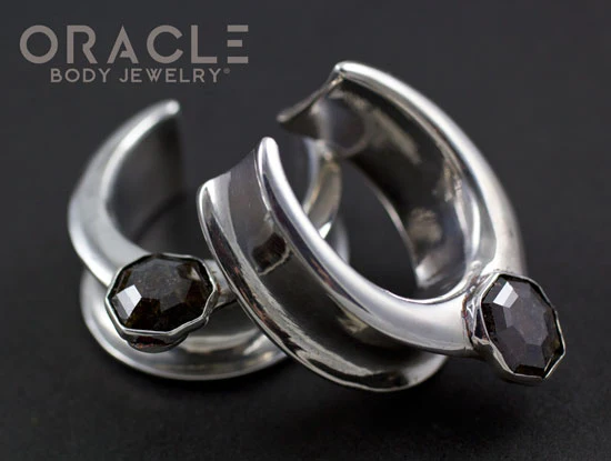 1" (25.4mm) Solid Silver Saddles With Dark Salt and Pepper Diamonds - Image 4