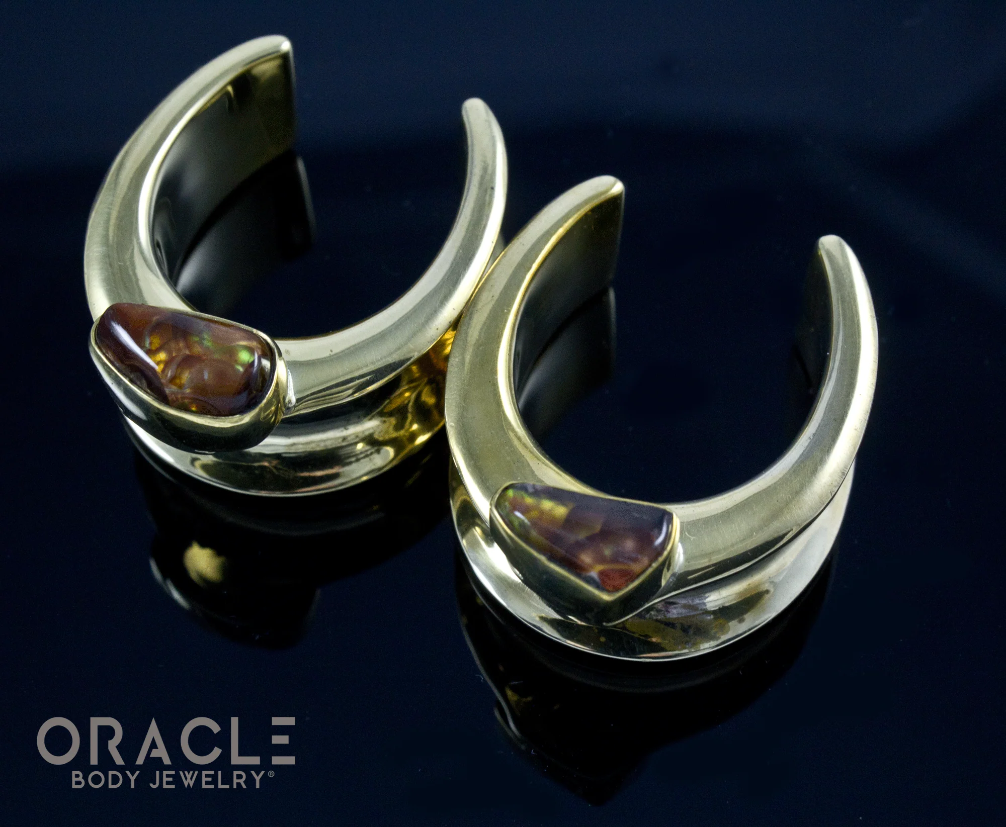 1" (25mm) Brass Saddles with Fire Agates - Image 2