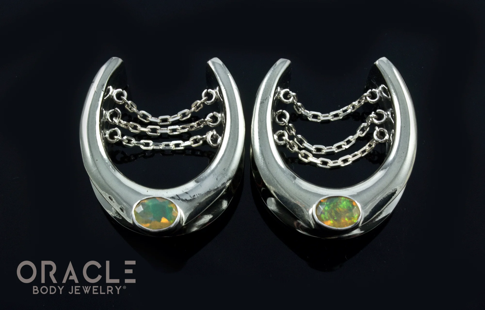 1" (25mm) White Brass Saddles with Faceted Ethiopian Opals - Image 2