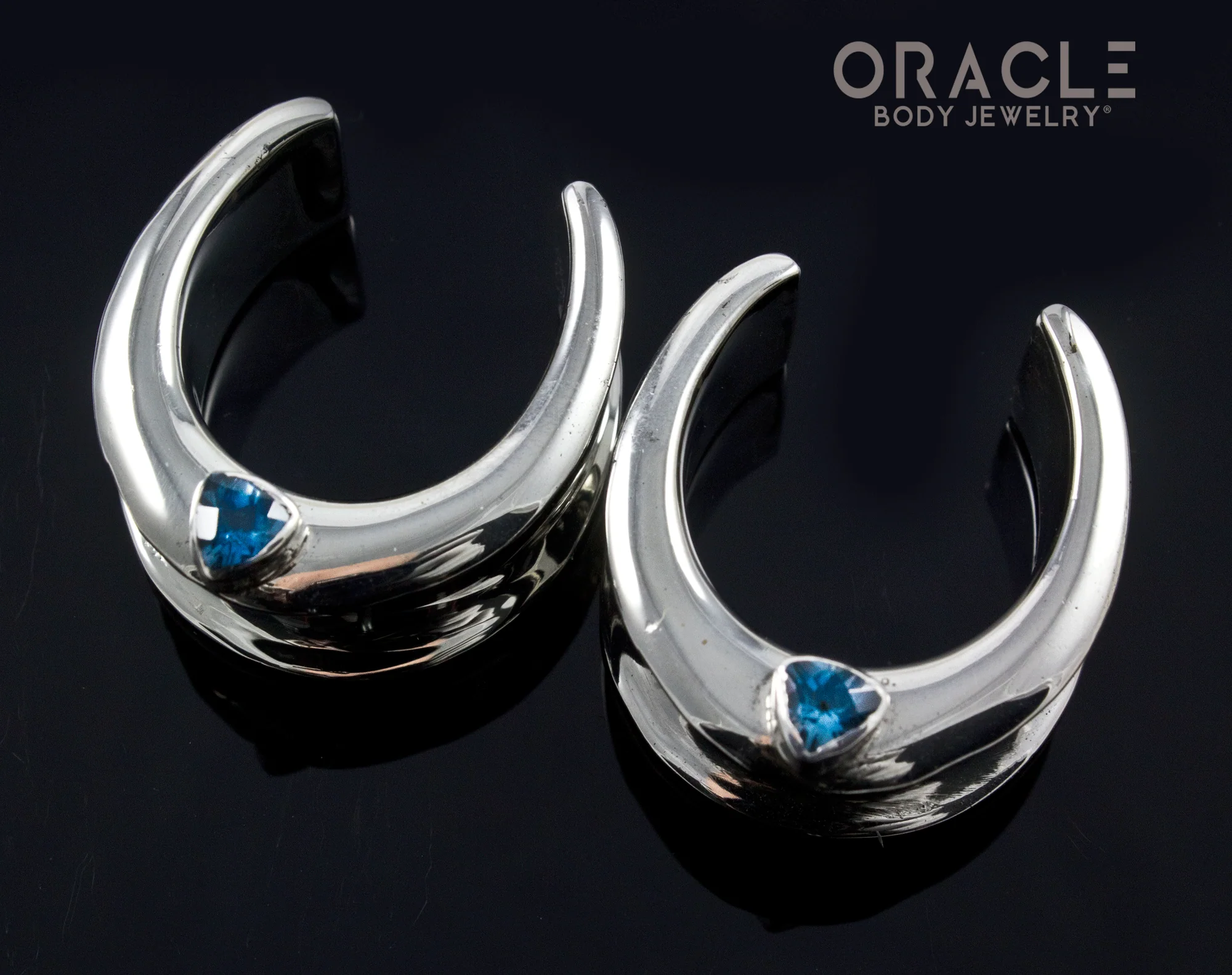 1" (25mm) White Brass Saddles with London Blue Topaz - Image 2