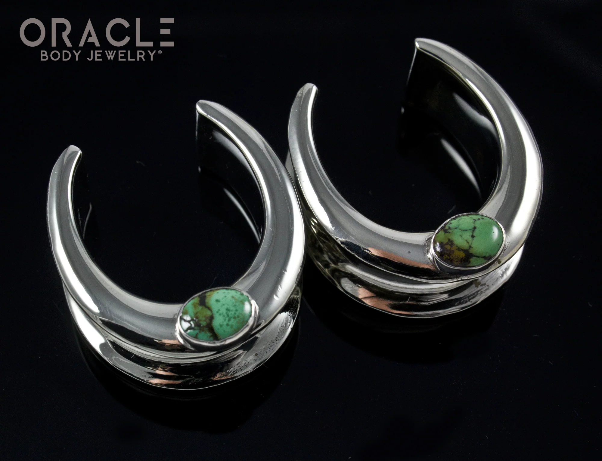 1" (25mm) White Brass Saddles with Natural Turquoise - Image 2
