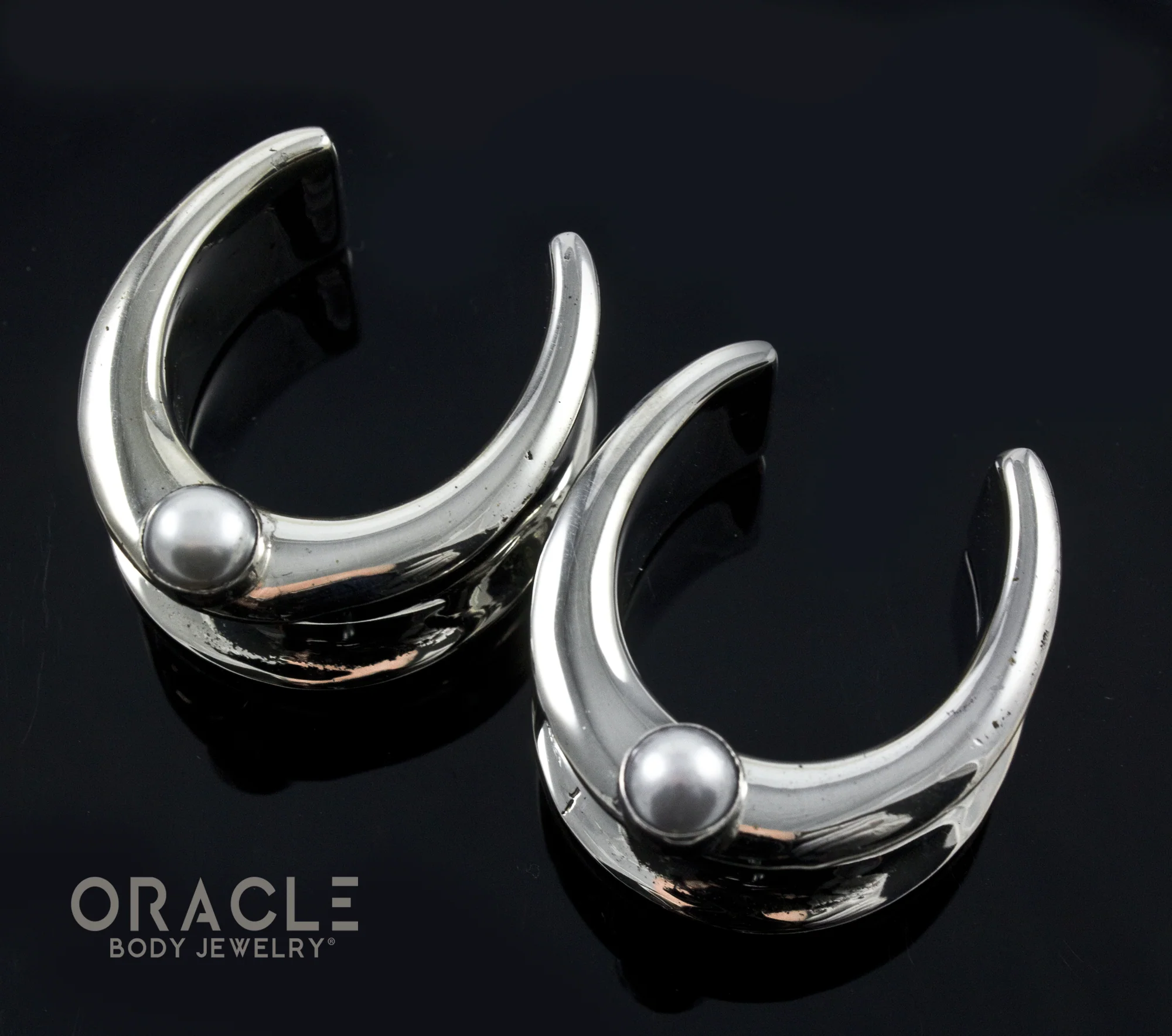 1" (25mm) White Brass Saddles with Pearls - Image 2